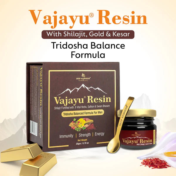 Vajayu 50 Prash + Pure Shilajit Gold Resin Combo - Deep Ayurveda India