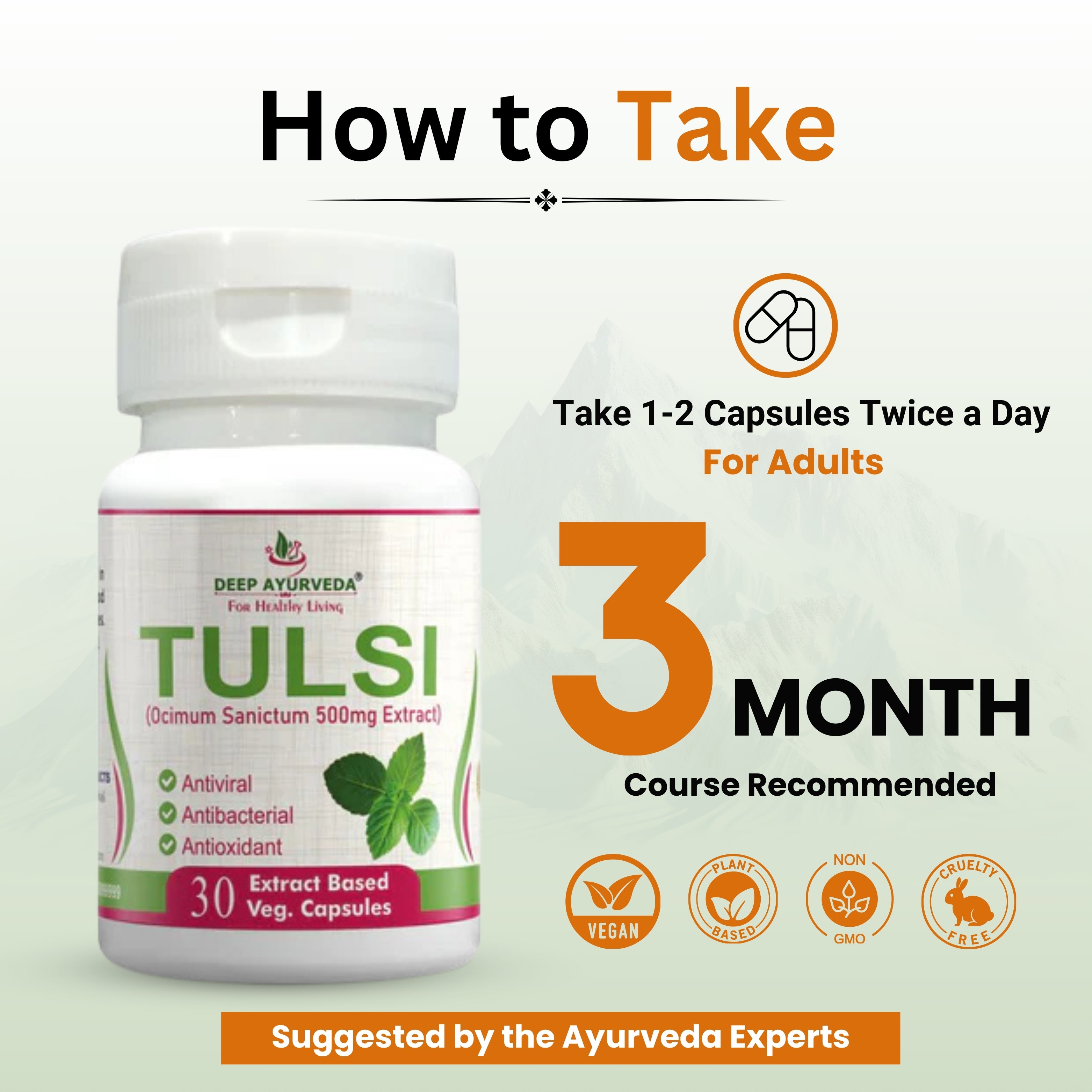 Tulsi Vegan Capsules - Boosts Immunity, Supports Respiratory Health & Detoxification - Deep Ayurveda India