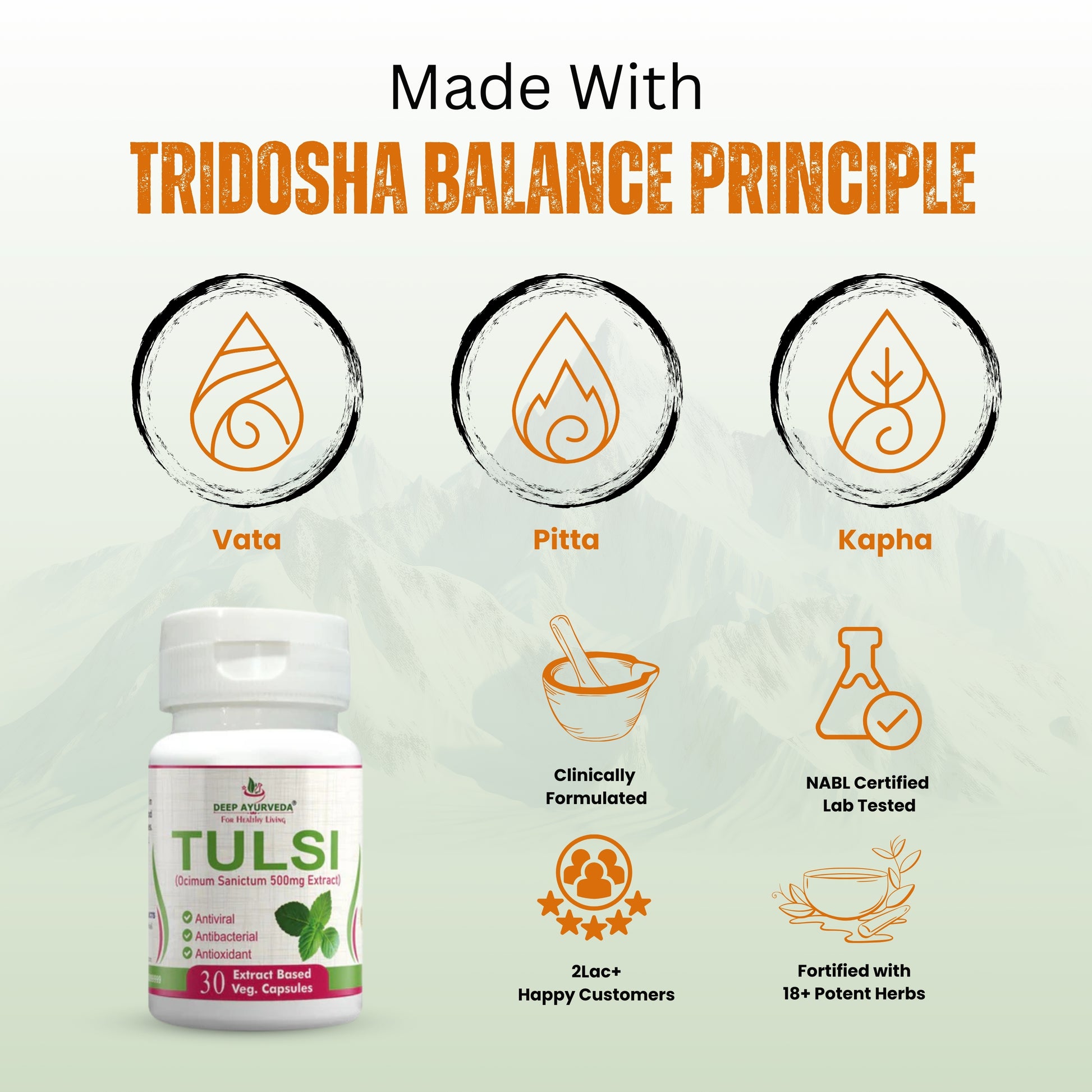 Tulsi Vegan Capsules - Boosts Immunity, Supports Respiratory Health & Detoxification - Deep Ayurveda India