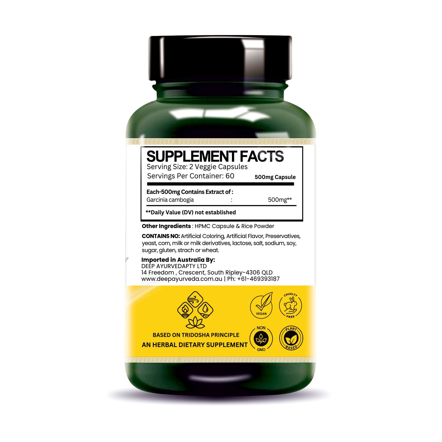 Garcinia Vegan Capsules - Supports Weight Management, Metabolism & Digestion - Deep Ayurveda India