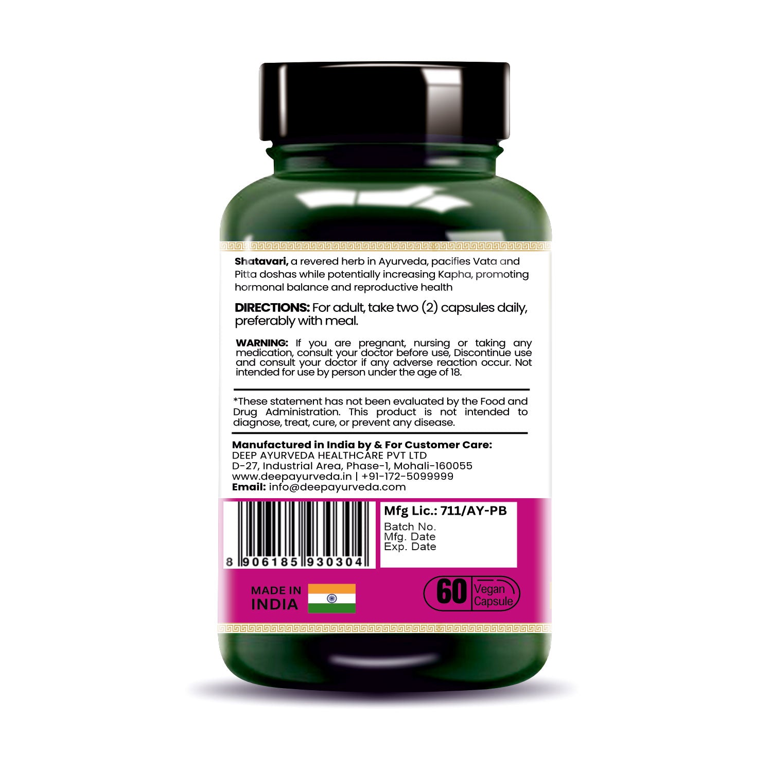 Shatavari vegan capsules supports womens health, balances hormones