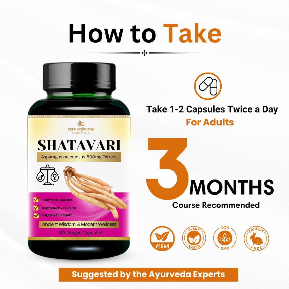 Shatavari vegan capsules supports womens health, balances hormones and enhances vitality 3 months course recommended by doctors