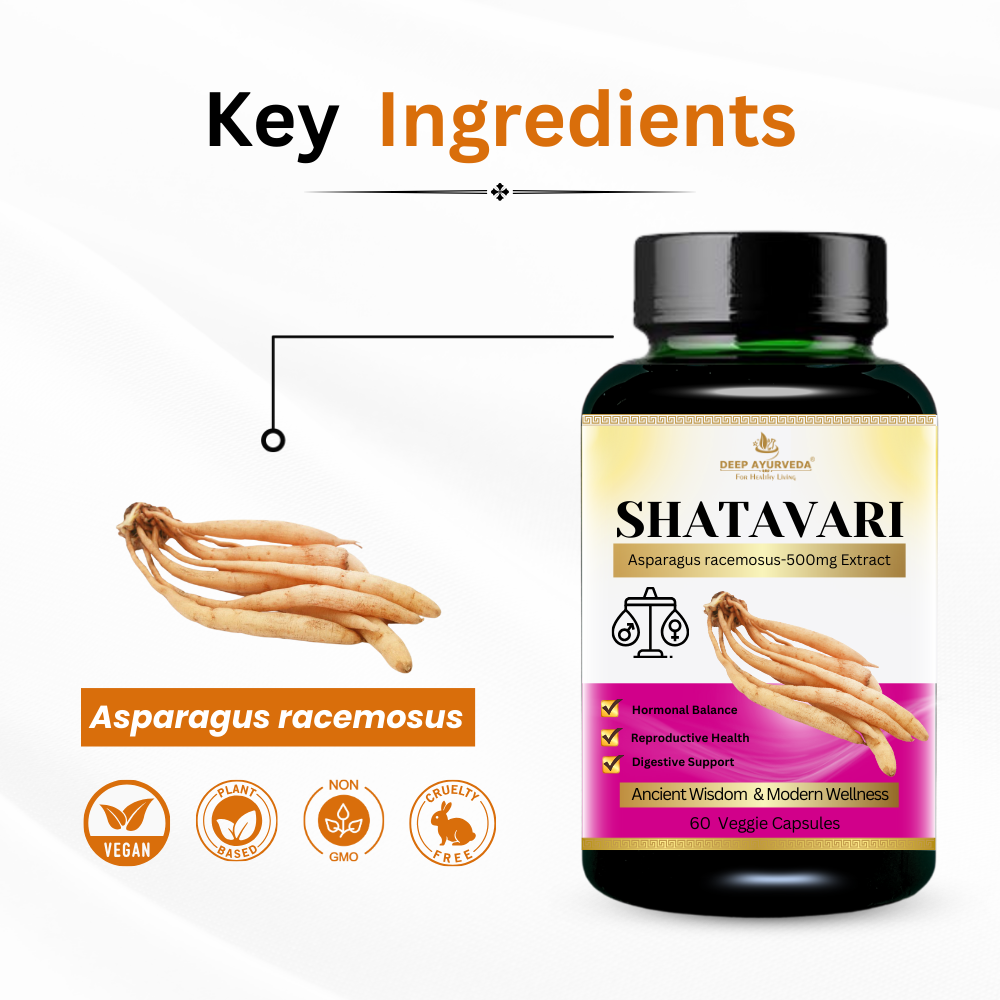 Shatavari vegan capsules supports womens health, balances hormones and enhances vitality key ingredients