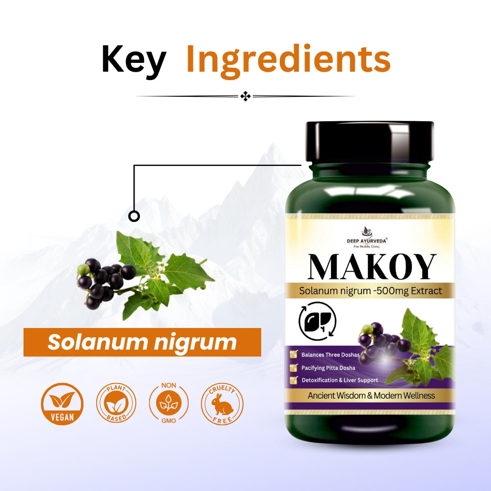 Makoy Capsules - Supports Liver Health, Digestion & Detoxification - Deep Ayurveda India