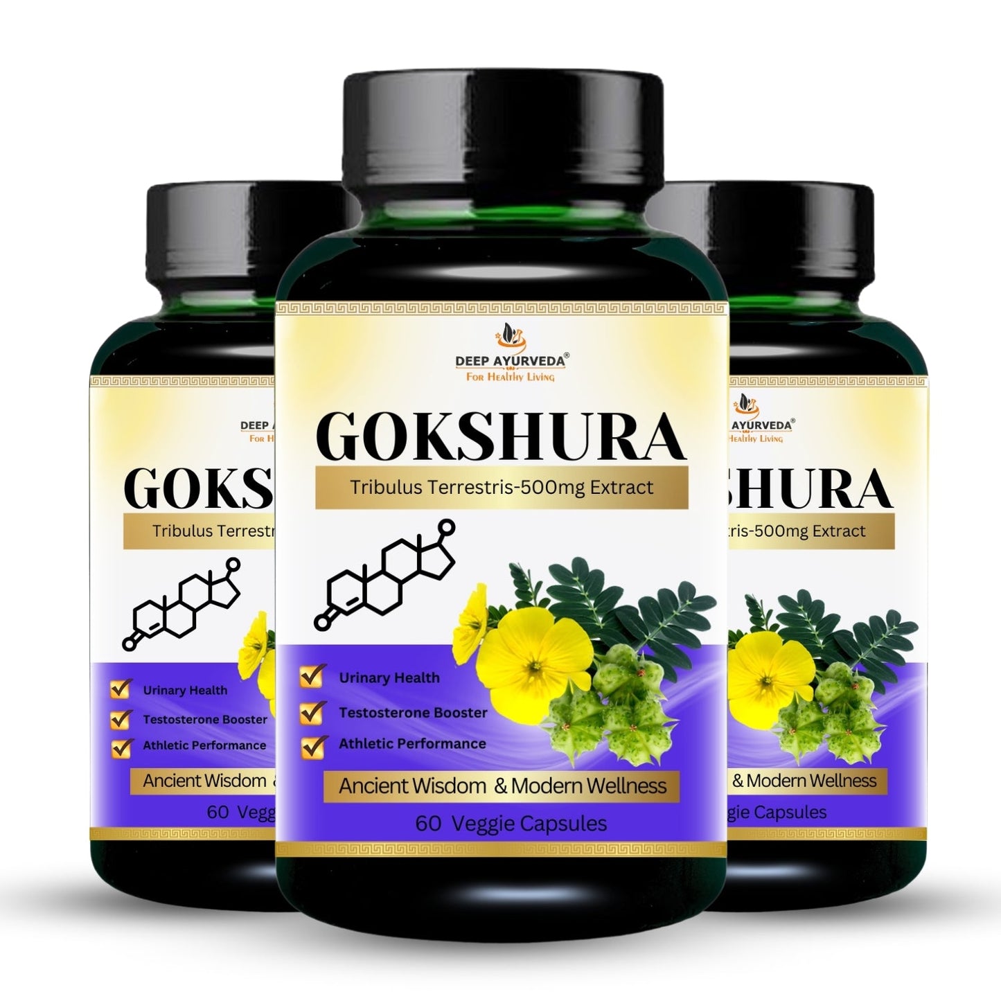 Gokhshura (Tribulus Territories) 10:1 Extract Based Vegan Capsule-500mg | Testosterone & Support Vitality & Strength
