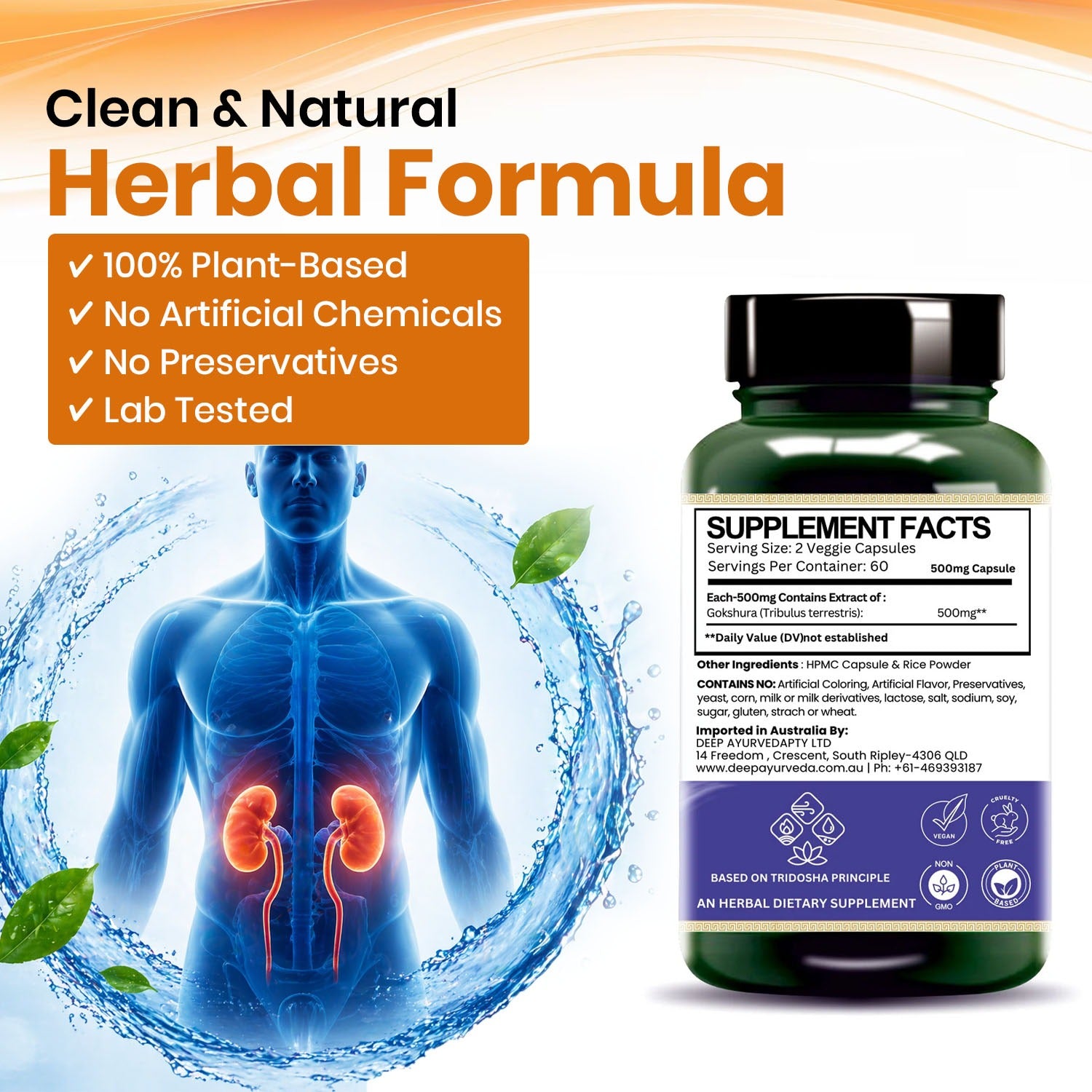 Gokshura Capsules - Boosts Vitality, Muscle Strength & Reproductive Health