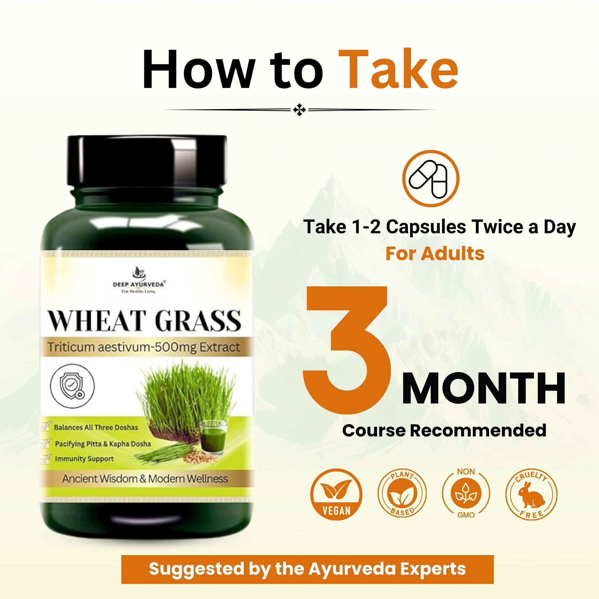 Wheatgrass Vegan Capsules - Detoxifies, Boosts Immunity & Promotes Wellness - Deep Ayurveda India