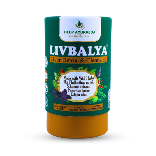 LivBalya®Liver Detox Formula | Liver Detox & Cleanse, Fatty Liver, High Cholesterol & Alcoholic Liver- Vegan Capsule - Deep Ayurveda India