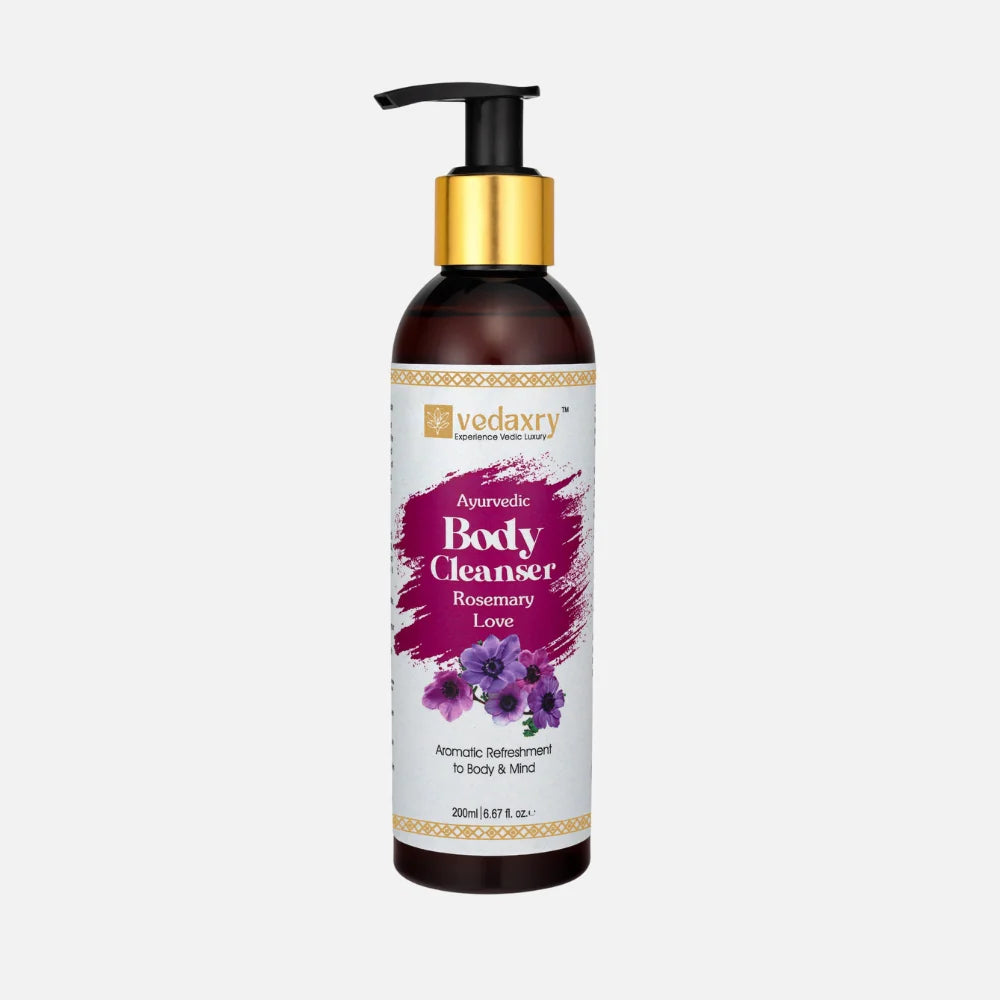 Vedaxry Body Cleanser Rosemary Love (200ml) - Refreshing Herbal Cleanser for Soft & Smooth Skin - Deep Ayurveda India