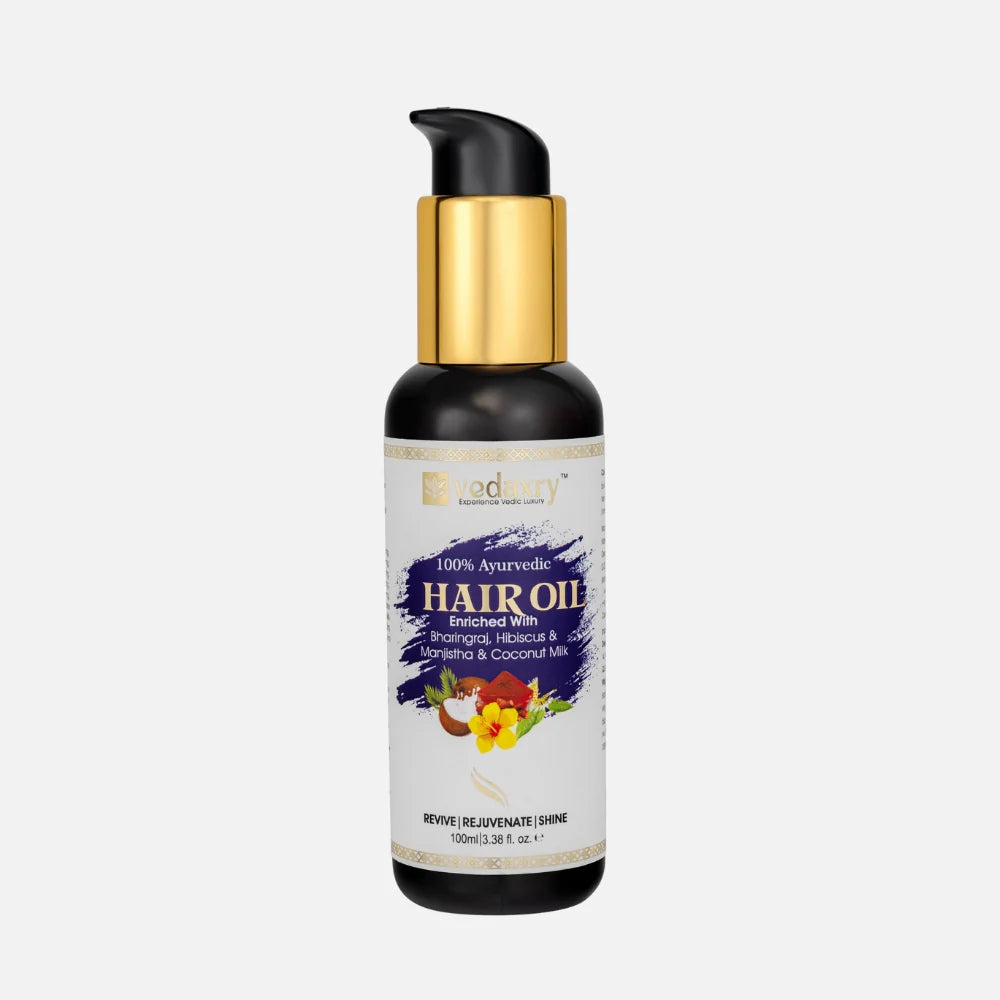 Vedaxry Ayurvedic Medicated Hair Oil (100ml) - Promotes Hair Growth, Reduces Hair Fall & Strengthens Hair - Deep Ayurveda India
