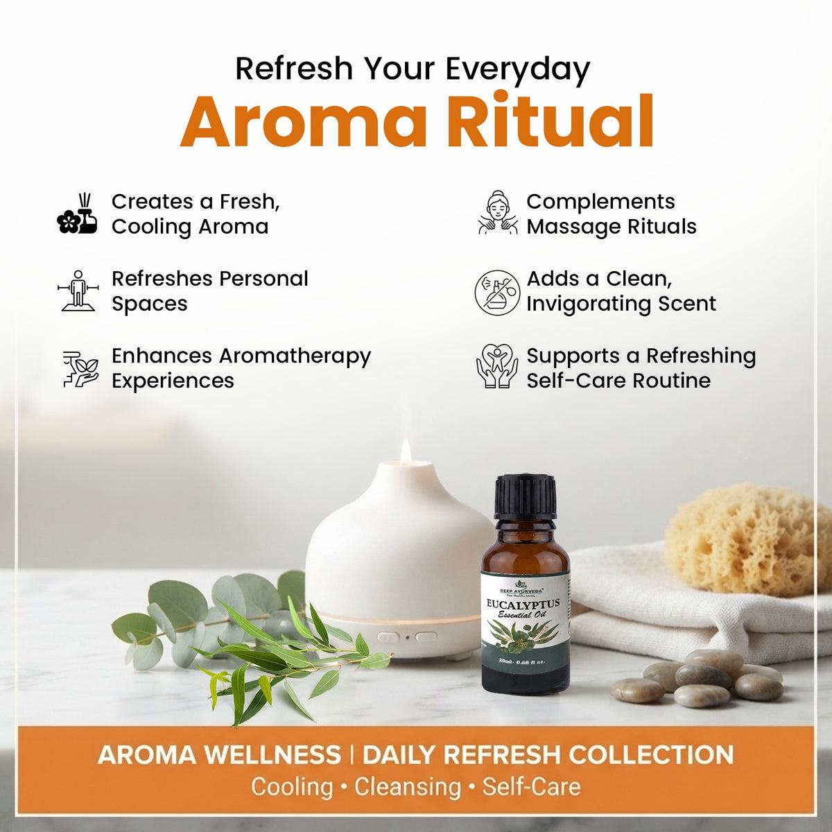 Eucalyptus Pure Essential Oil - Clears Congestion, Relieves Pain & Boosts Immunity
