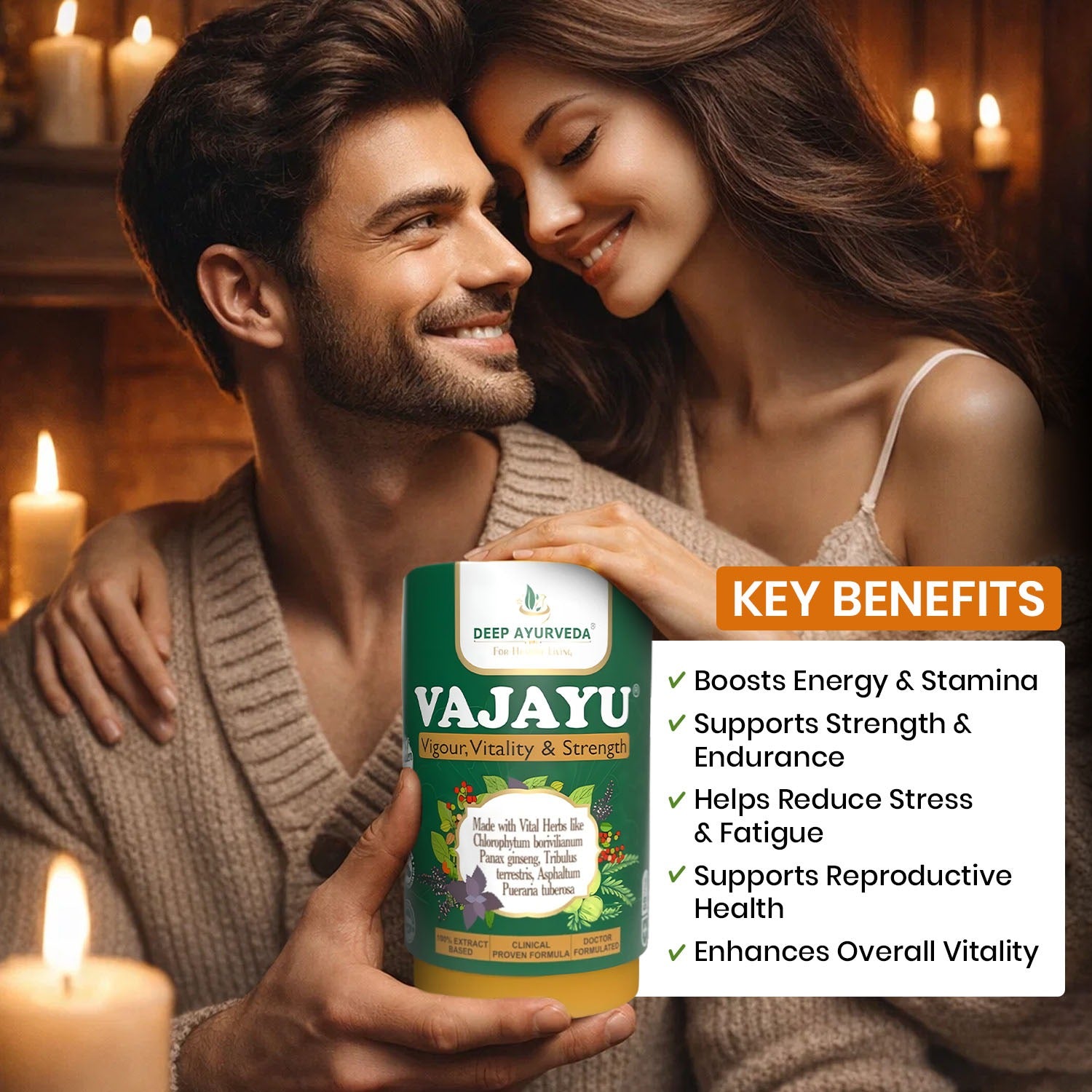 Vajayu® पुरुषों के स्वास्थ्य के लिए | शक्ति, ऊर्जा और सहनशक्ति बढ़ाएँ | प्रदर्शन संबंधी चिंता दूर करें