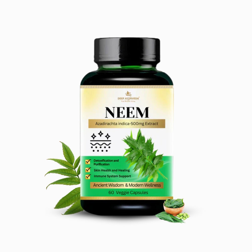 Neem Vegan Capsules - Supports Skin Health, Immunity & Detoxification - Deep Ayurveda India