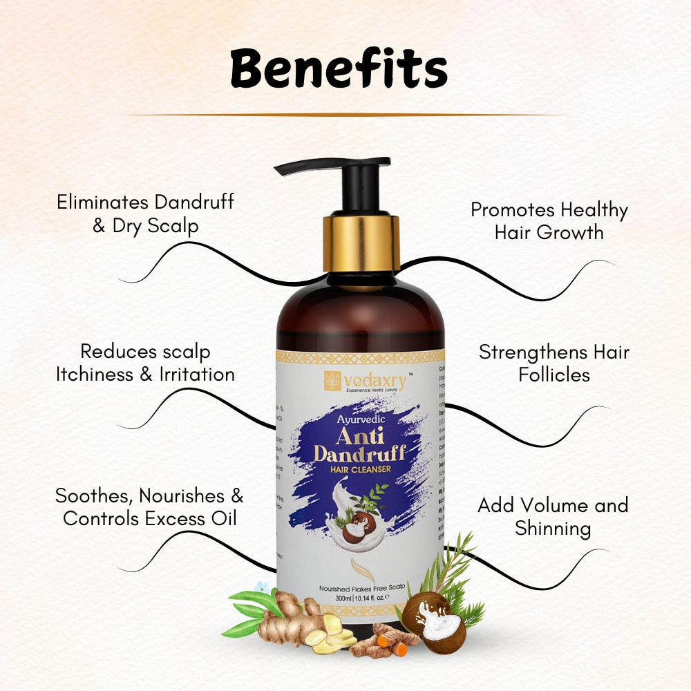 Vedaxry Anti-Dandruff Hair Cleanser (300ml) - Controls Dandruff, Reduces Hair Fall & Promotes Scalp Health - Deep Ayurveda India