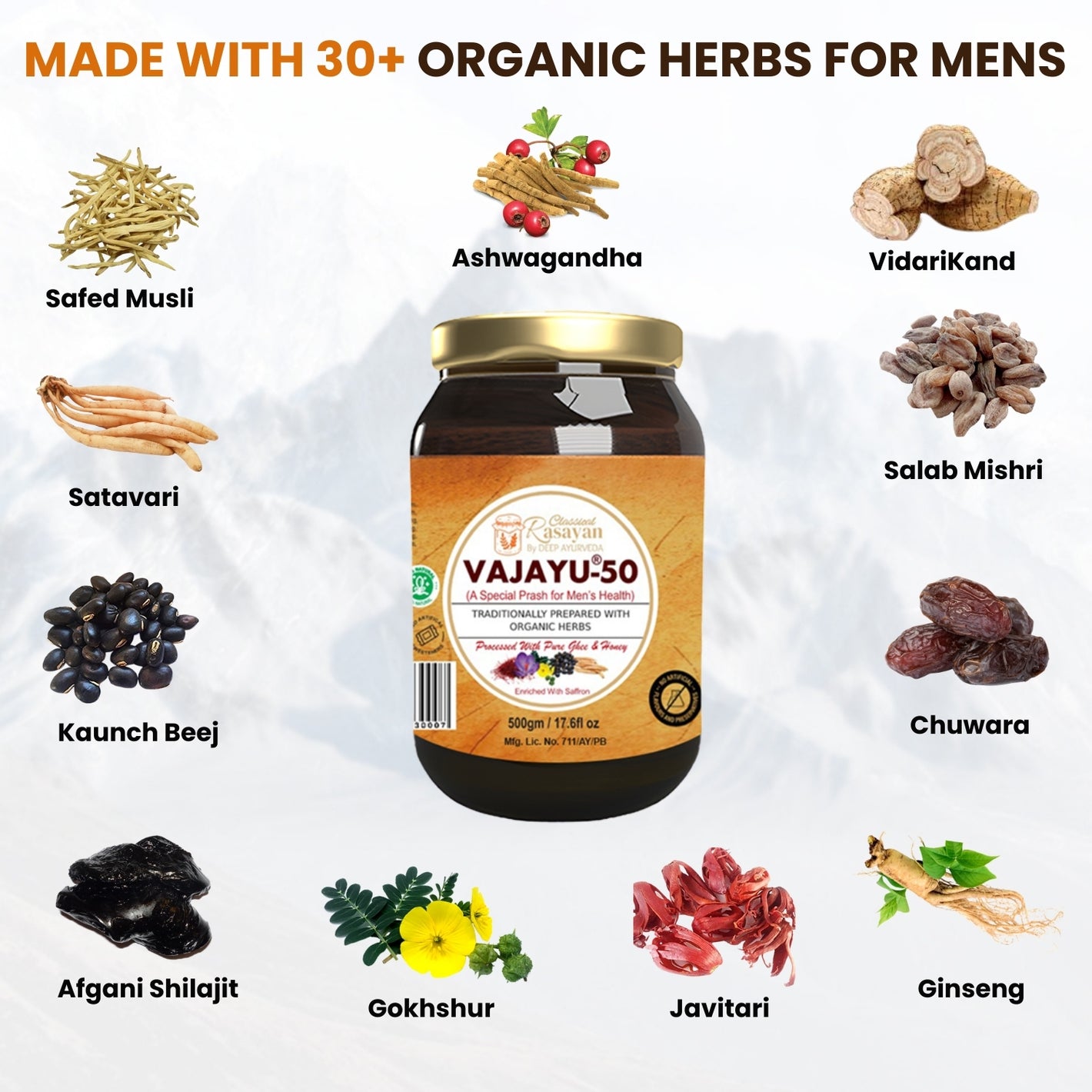 Vajayu Prash Madewith 30+ Organic Herbs for Mens