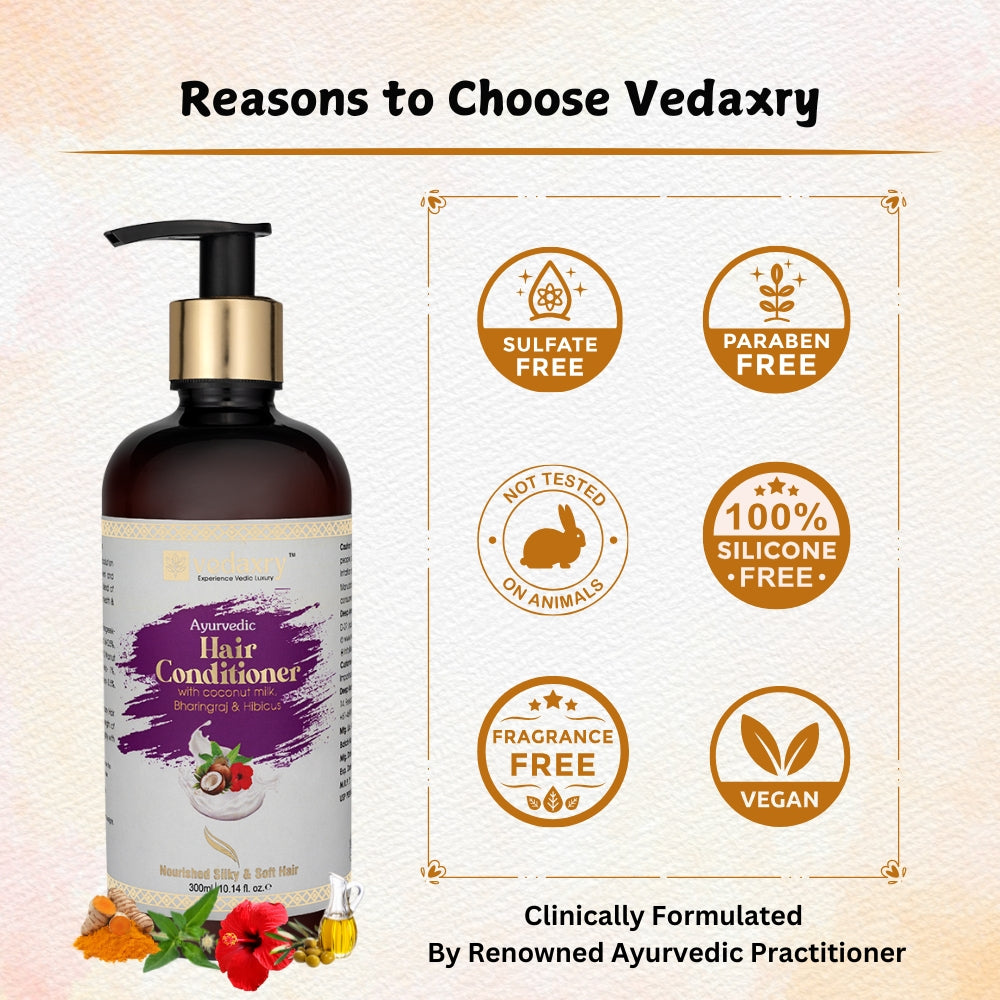 Vedaxry Ayurvedic Hair Conditioner (300ml) Deep Conditioning, Smooth  Shiny Hair Pack of