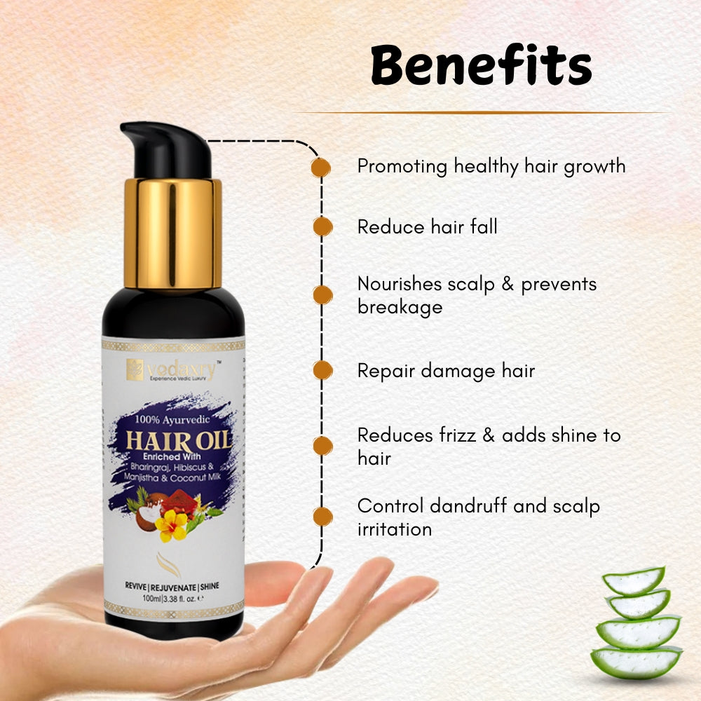 Vedaxry Ayurvedic Medicated Hair Oil (100ml) - Promotes Hair Growth, Reduces Hair Fall & Strengthens Hair - Deep Ayurveda India