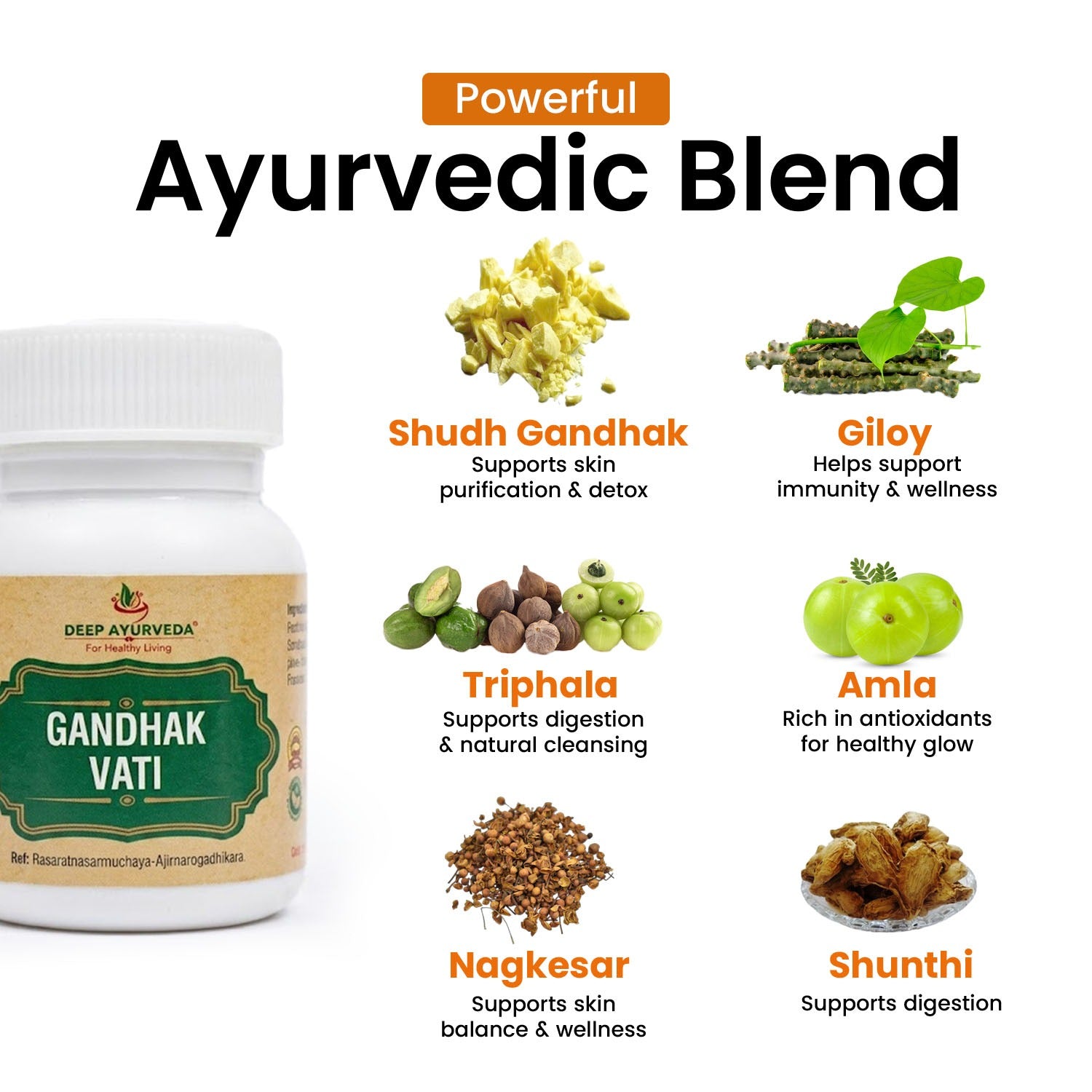 Gandhak Vati - Promotes Skin Health, Supports Detoxification & Immune Health