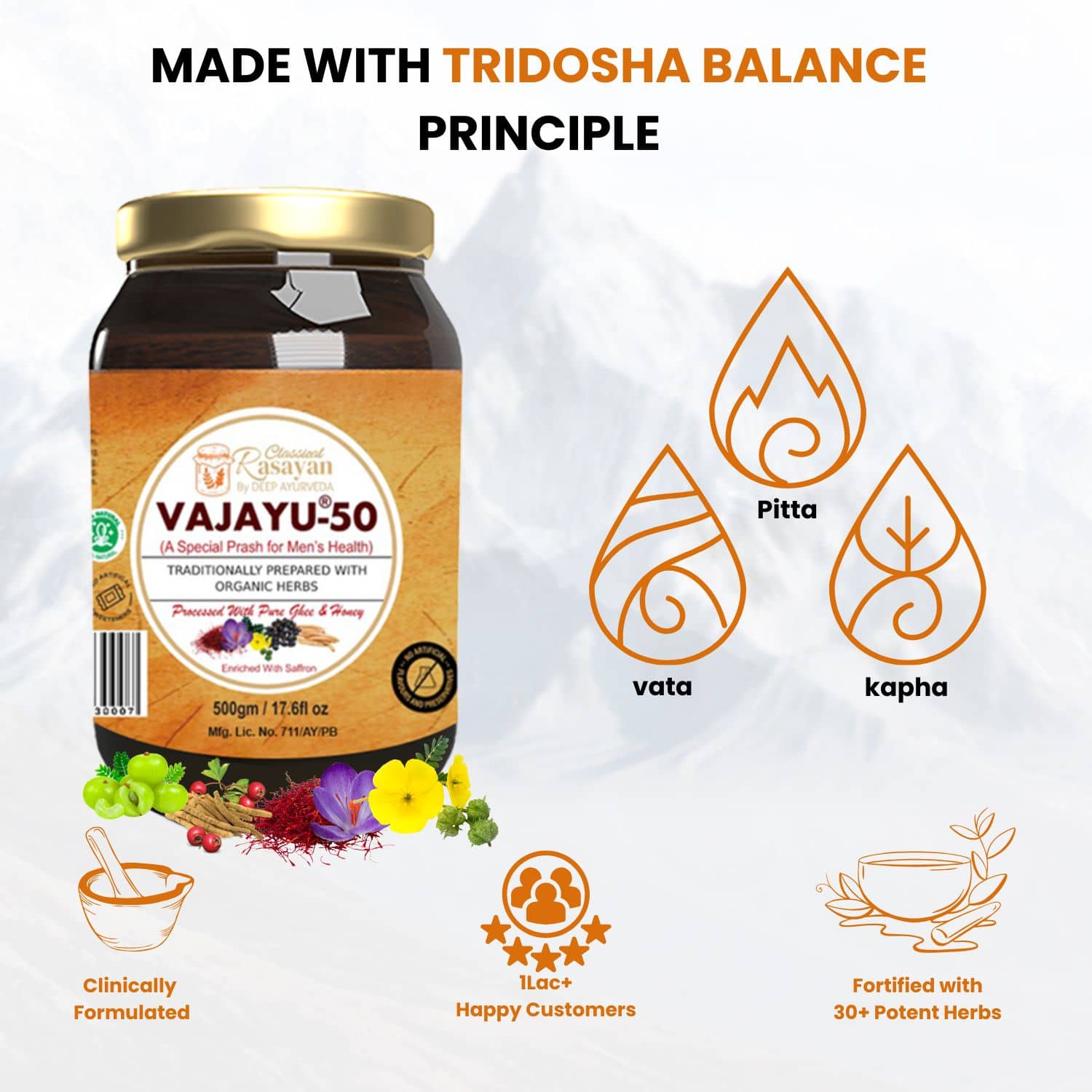 Vajayu® 50 Ayurvedic Superfood for Men’s Health | Boost Strength, Energy, & Stamina - Deep Ayurveda India