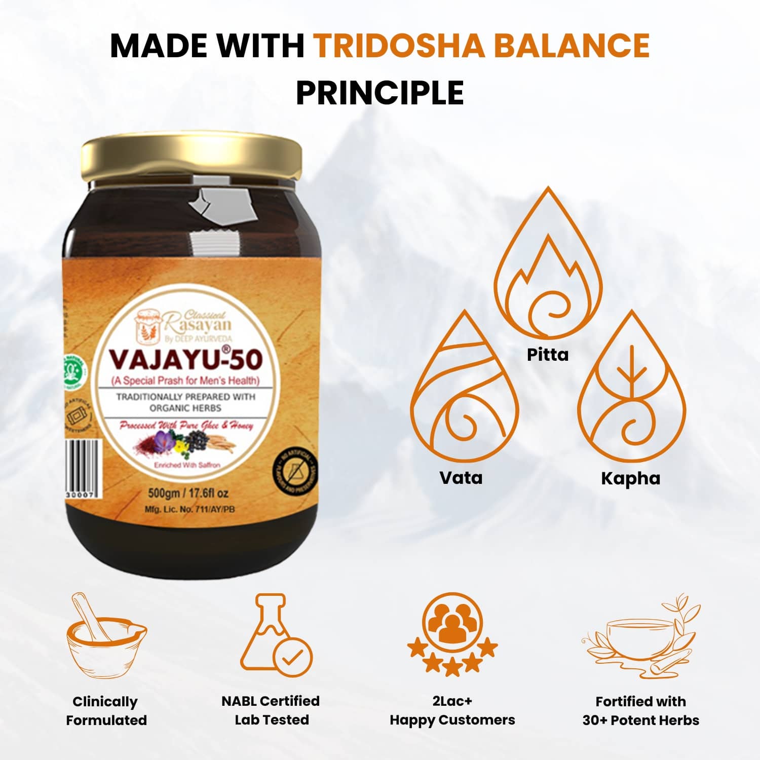 Vajayu® 50 Ayurvedic Superfood for Men’s Health | Boost Strength, Energy, & Stamina |  Remove Performance Anxiety - Deep Ayurveda India