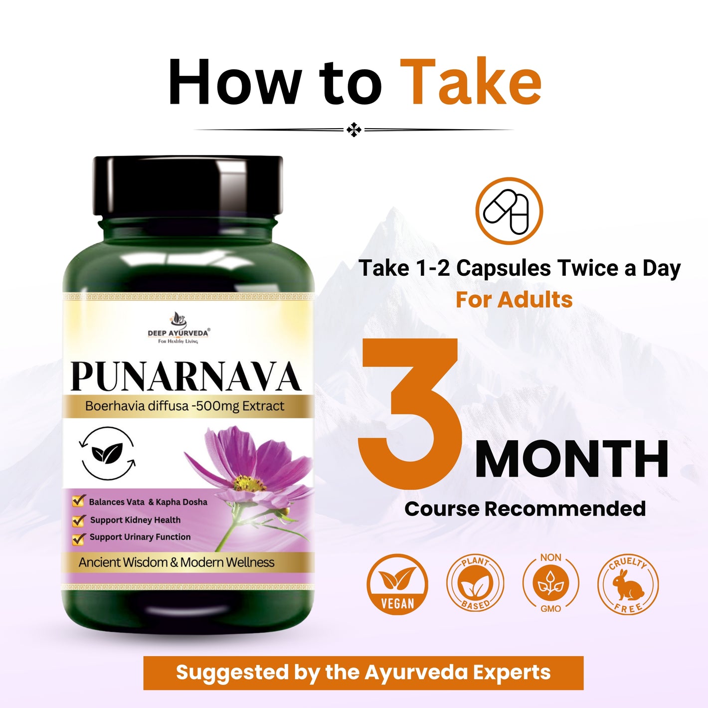 Punarnava Vegan Capsules - Promotes Kidney Health, Detoxification & Urinary Wellness - Deep Ayurveda India