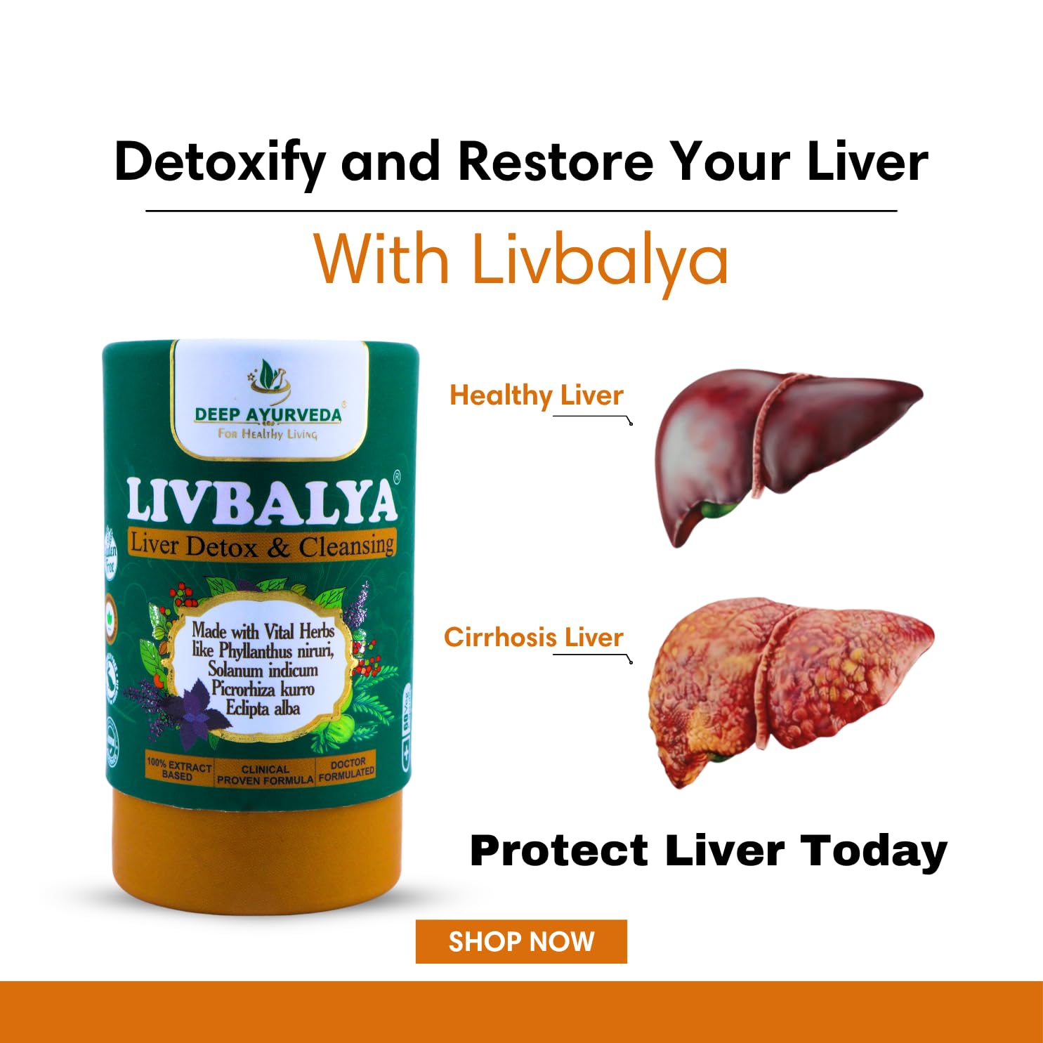 LivBalya®लिवर डिटॉक्स फॉर्मूला | लिवर डिटॉक्स और क्लीन्ज़, फैटी लिवर, हाई कोलेस्ट्रॉल और एल्कोहॉलिक लिवर- शाकाहारी कैप्सूल