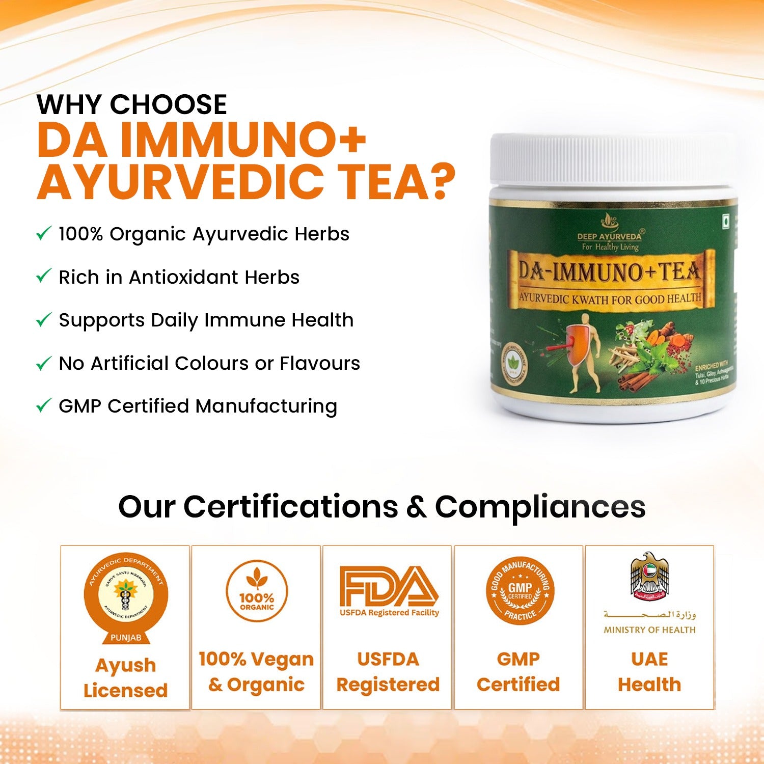 Immuno Organic Ayurvedic Tea - Boosts Immunity, Fights Infections & Promotes Wellness
