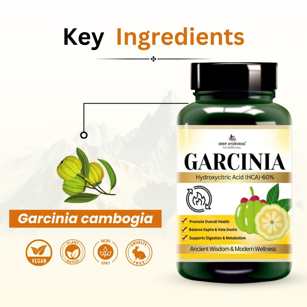 Garcinia Vegan Capsules - Supports Weight Management, Metabolism & Digestion - Deep Ayurveda India