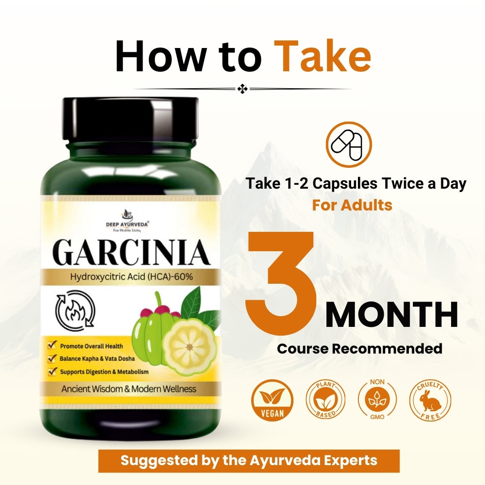 Garcinia Vegan Capsules - Supports Weight Management, Metabolism & Digestion - Deep Ayurveda India