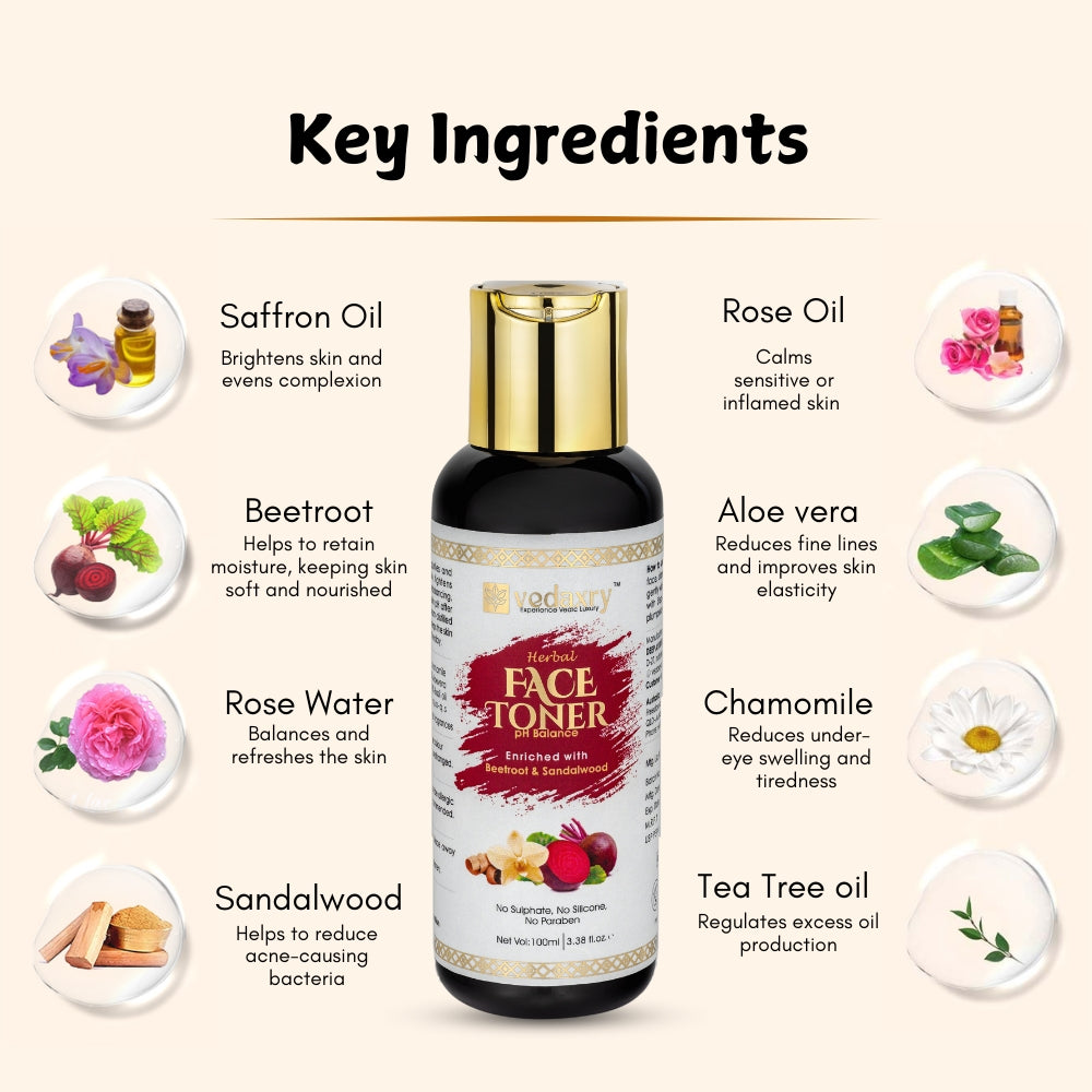 Vedaxry Ayurvedic Face Toner for Skin tone and texture | Balance pH level & Preventing breakouts -100ml - Deep Ayurveda India