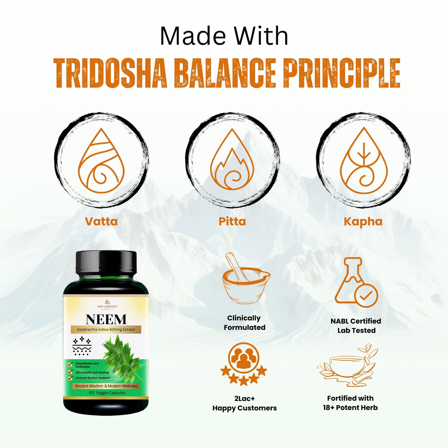 Neem Vegan Capsules - Supports Skin Health, Immunity & Detoxification - Deep Ayurveda India