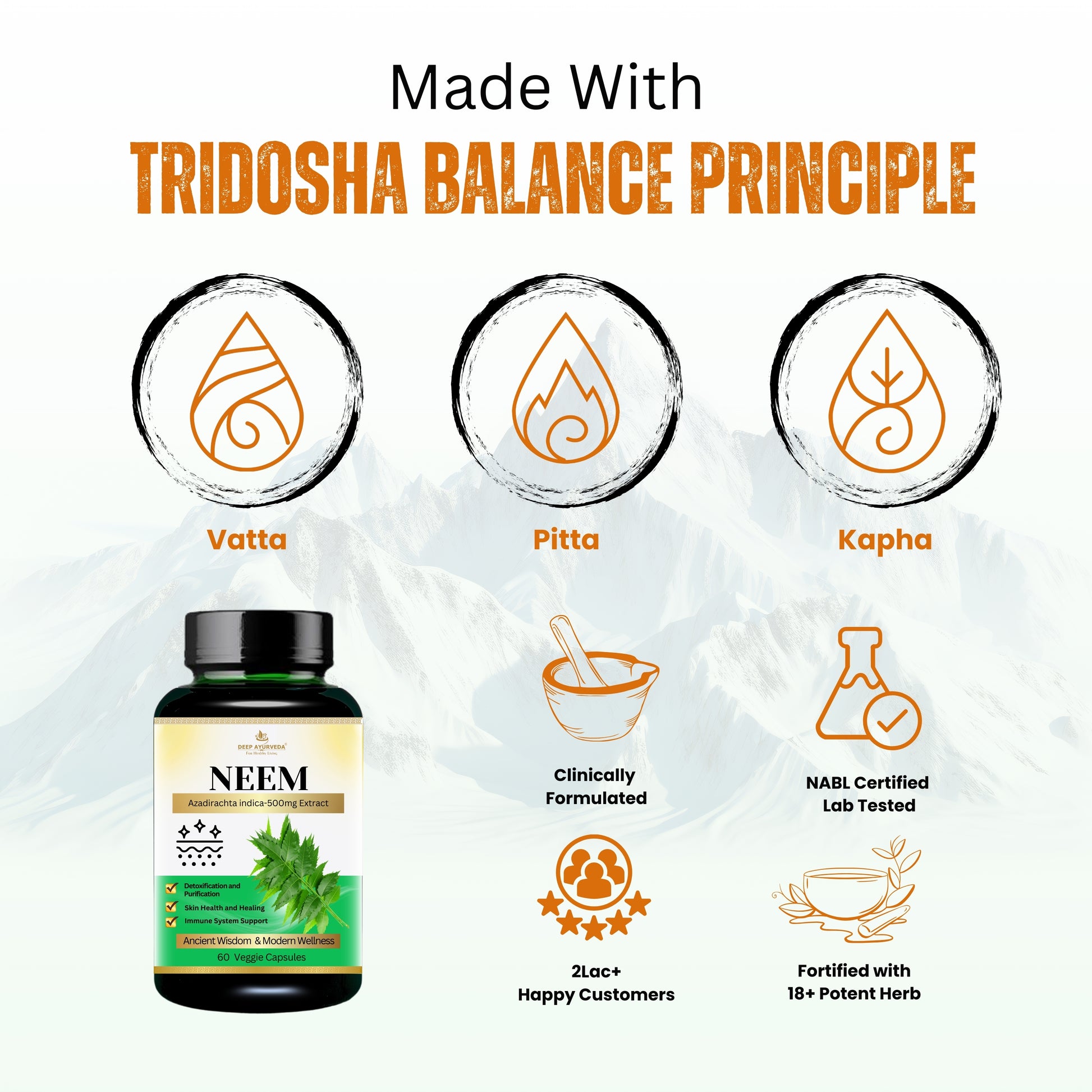 Neem Vegan Capsules - Supports Skin Health, Immunity & Detoxification - Deep Ayurveda India