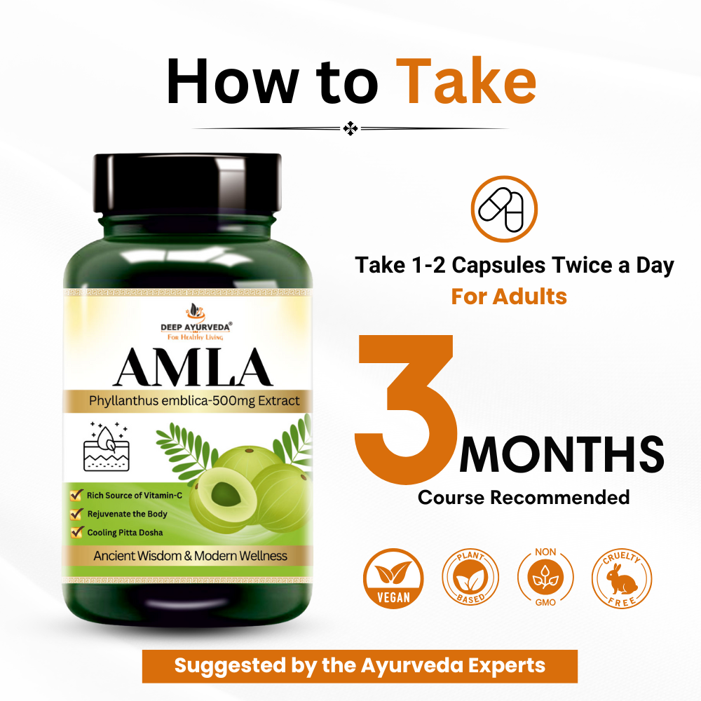 Amla vegan capsules by Deep Ayurveda boosts immunity, aids digestion and promotes skin health 3 months course recommended by doctors 