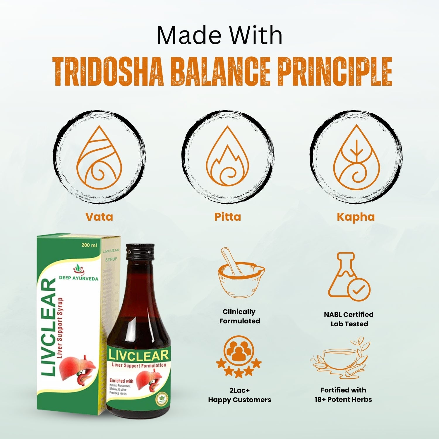 Ayurvedic livclear syrup made with tridosha balance principle