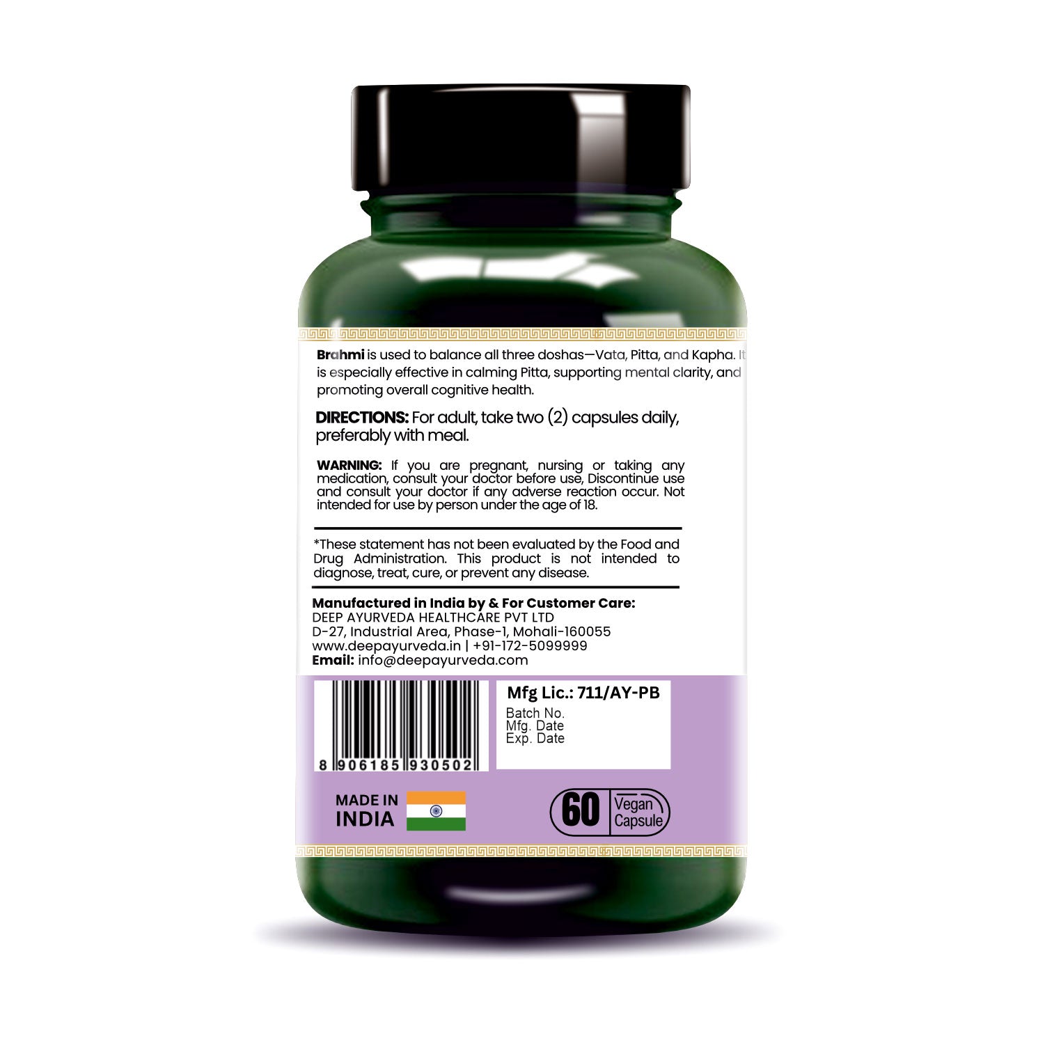Brahmi vegan capsules by Deep Ayurveda