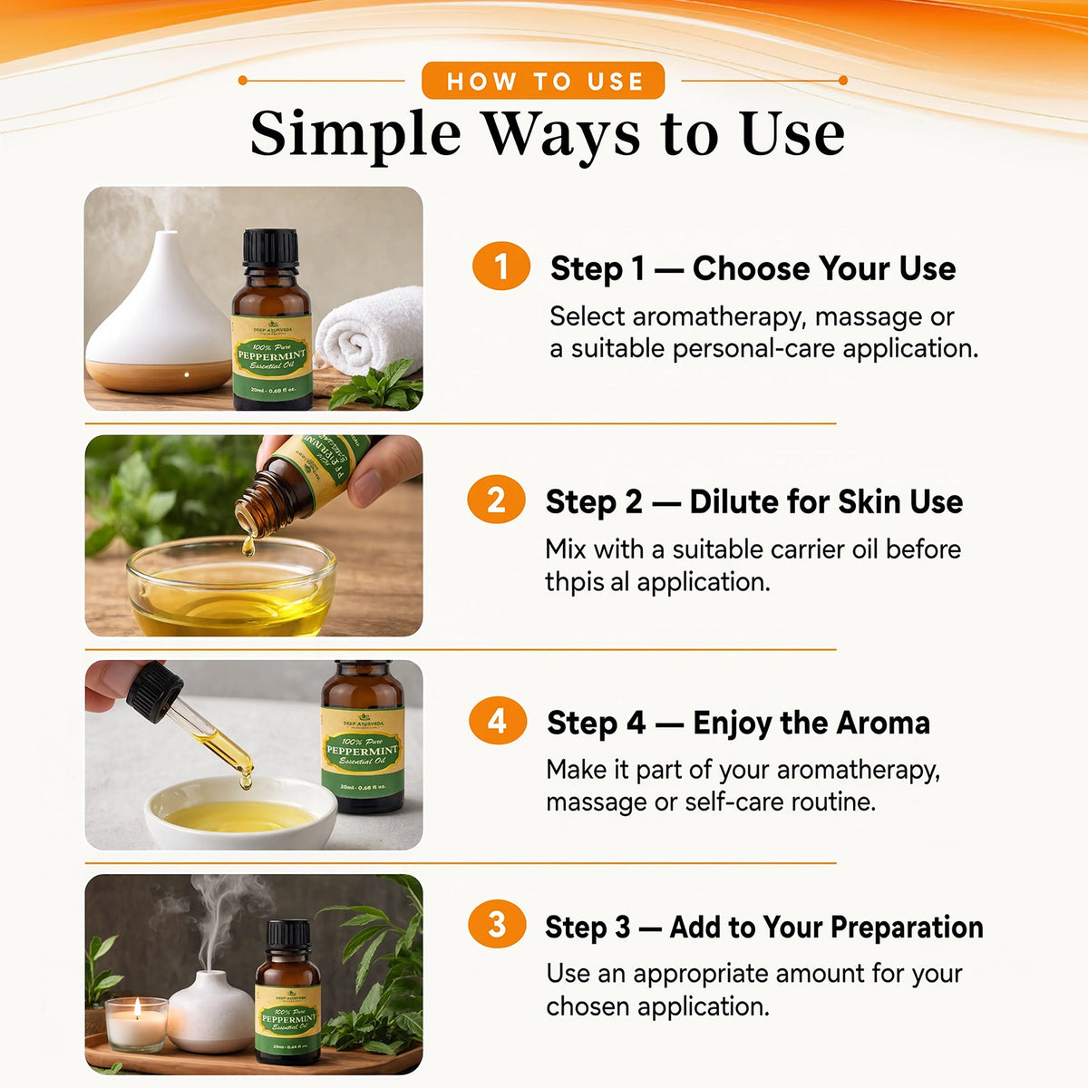 Peppermint Pure Essential Oil - Soothes Headache, Relieves Muscle Pain & Freshens Breath