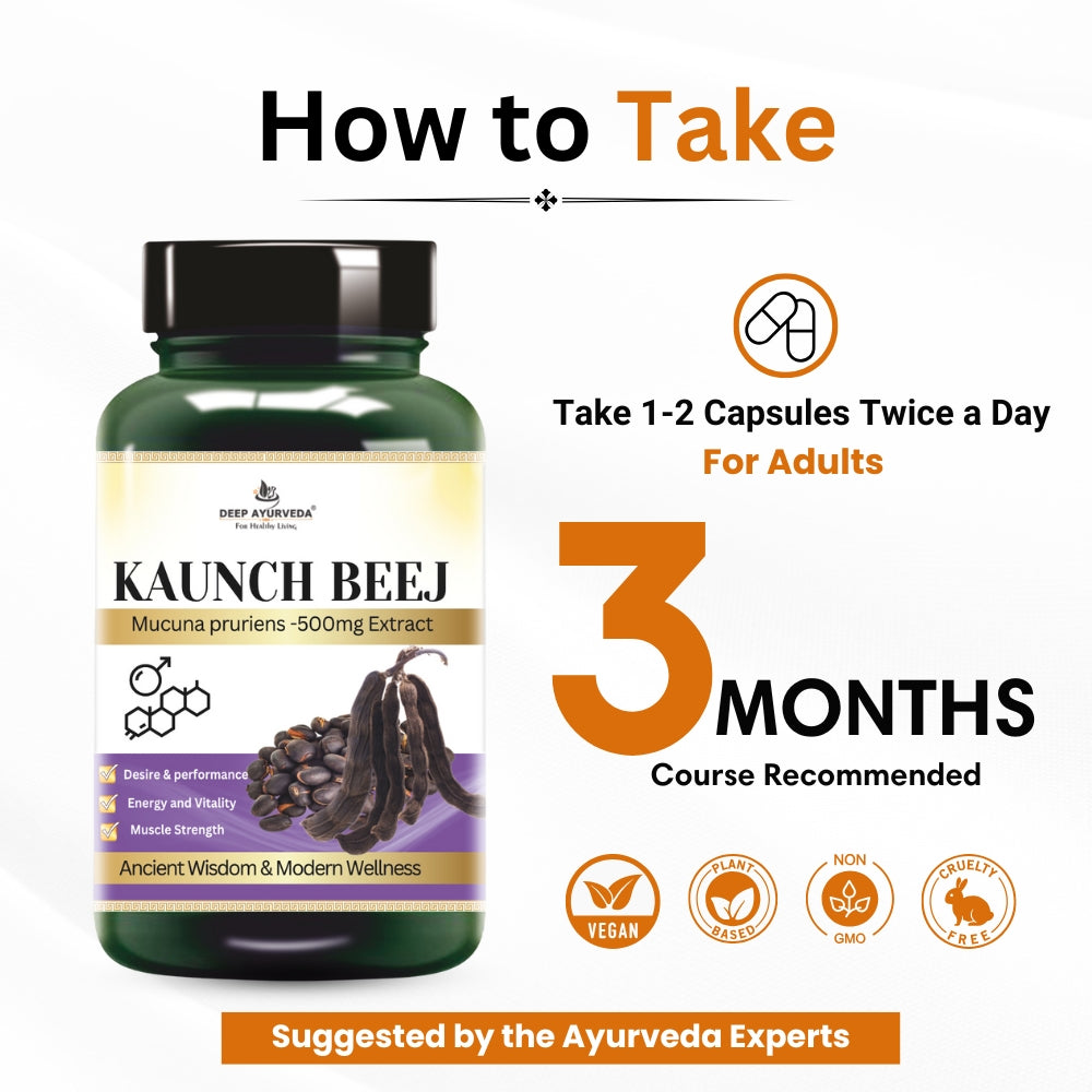 Kaunch beej capsules enhances stamina, strength and reproductive health 3 months course recommended by doctors 