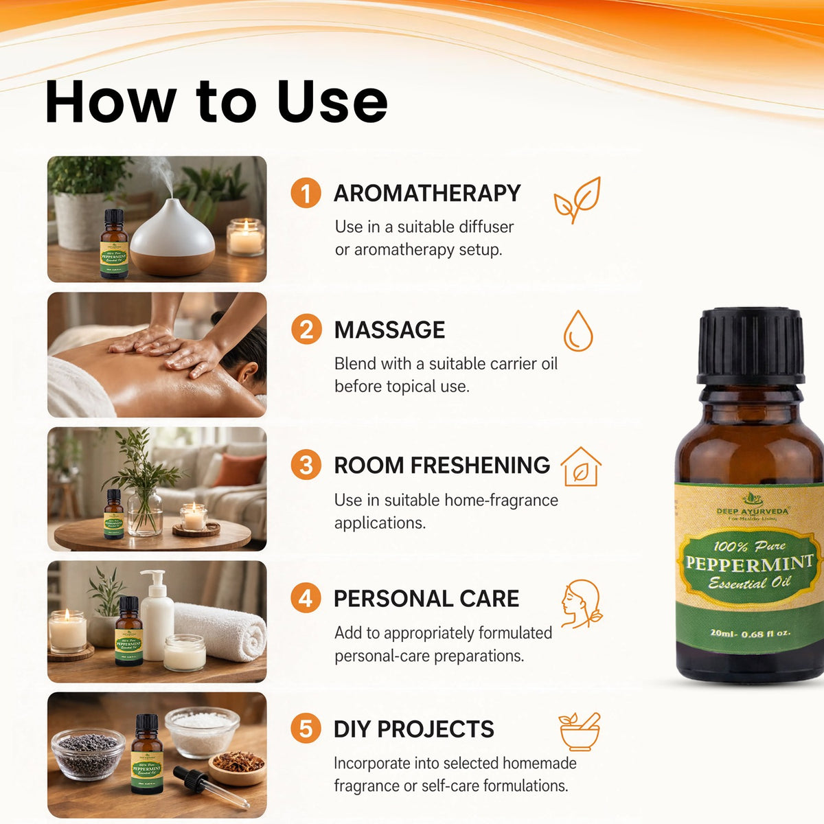 Peppermint Pure Essential Oil - Soothes Headache, Relieves Muscle Pain & Freshens Breath