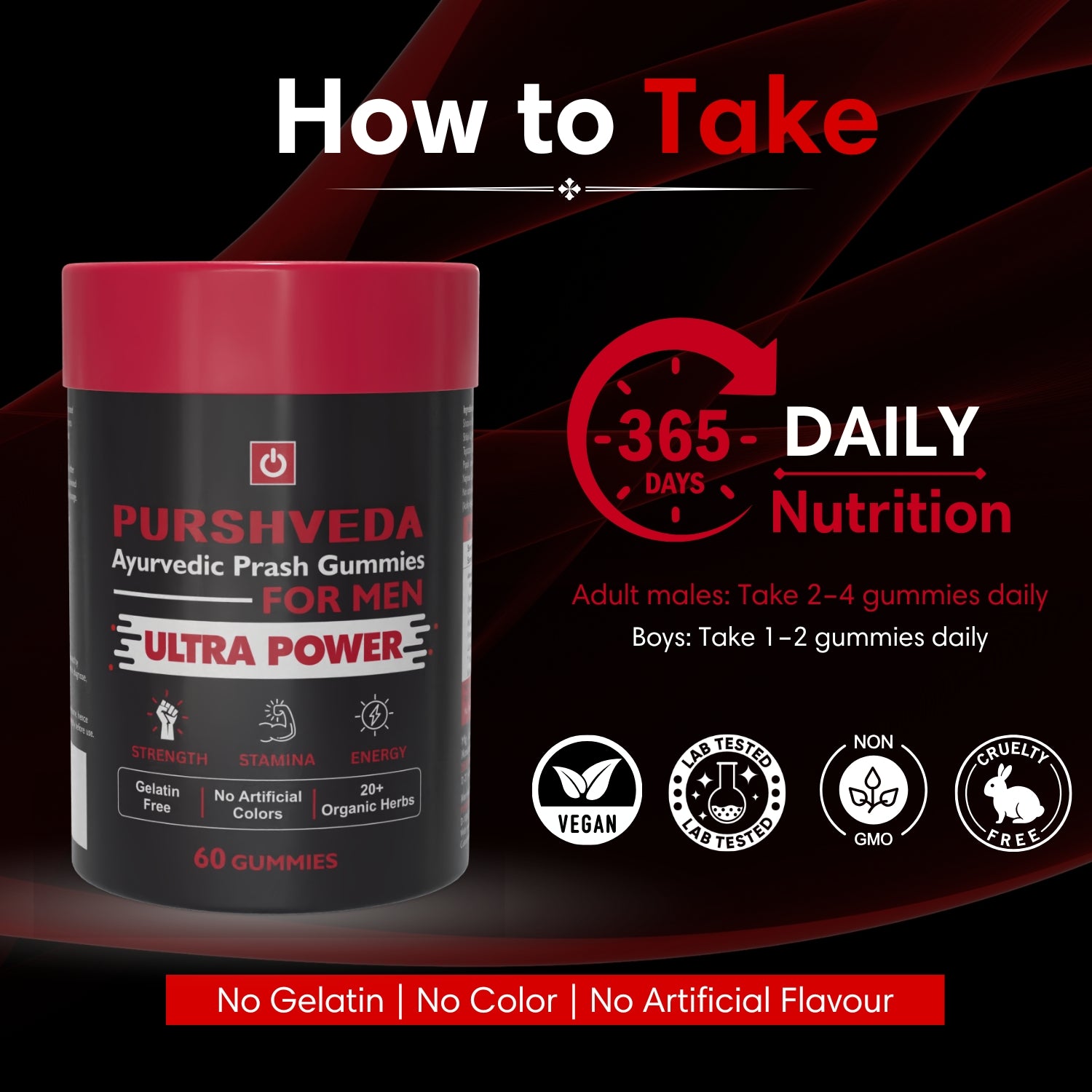 PurshVeda Ayurvedic Prash Gummies for Men | Daily Vitality & Power | 60 Gummies