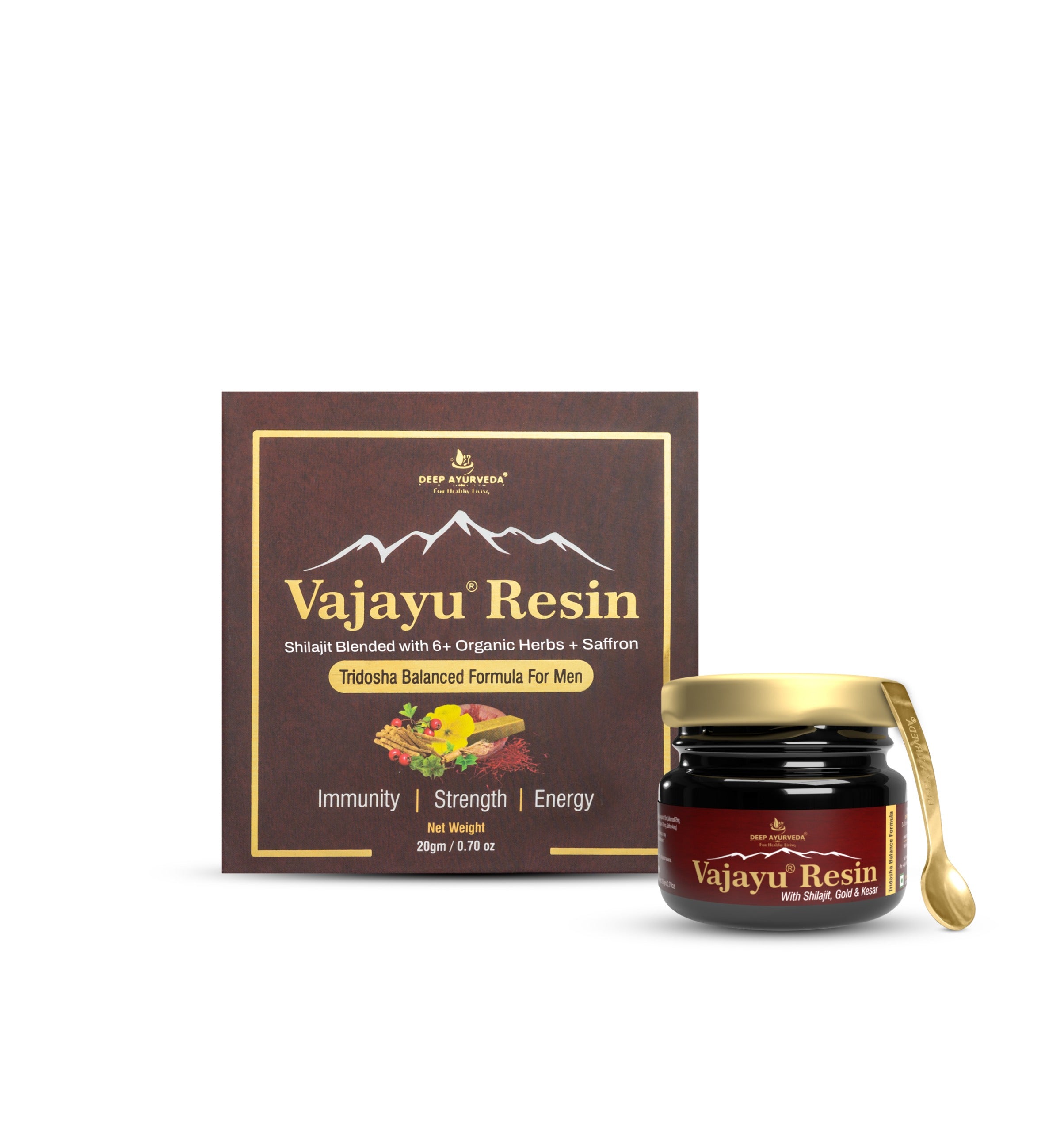 Vajayu Resin product with packaging on a white background