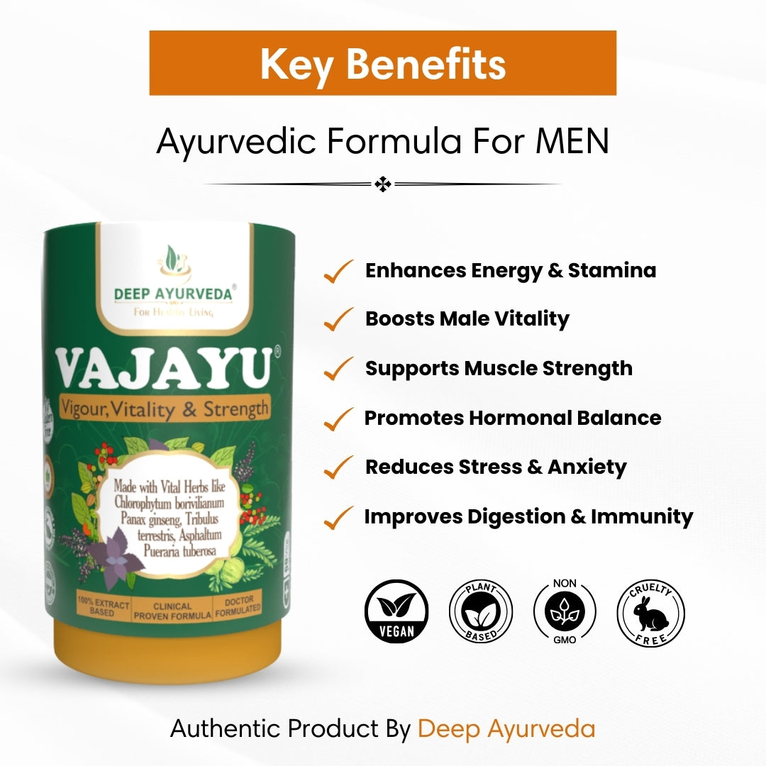 Vajayu Vegan Capsules For Mens Health By Deep Ayurveda Key Benefits