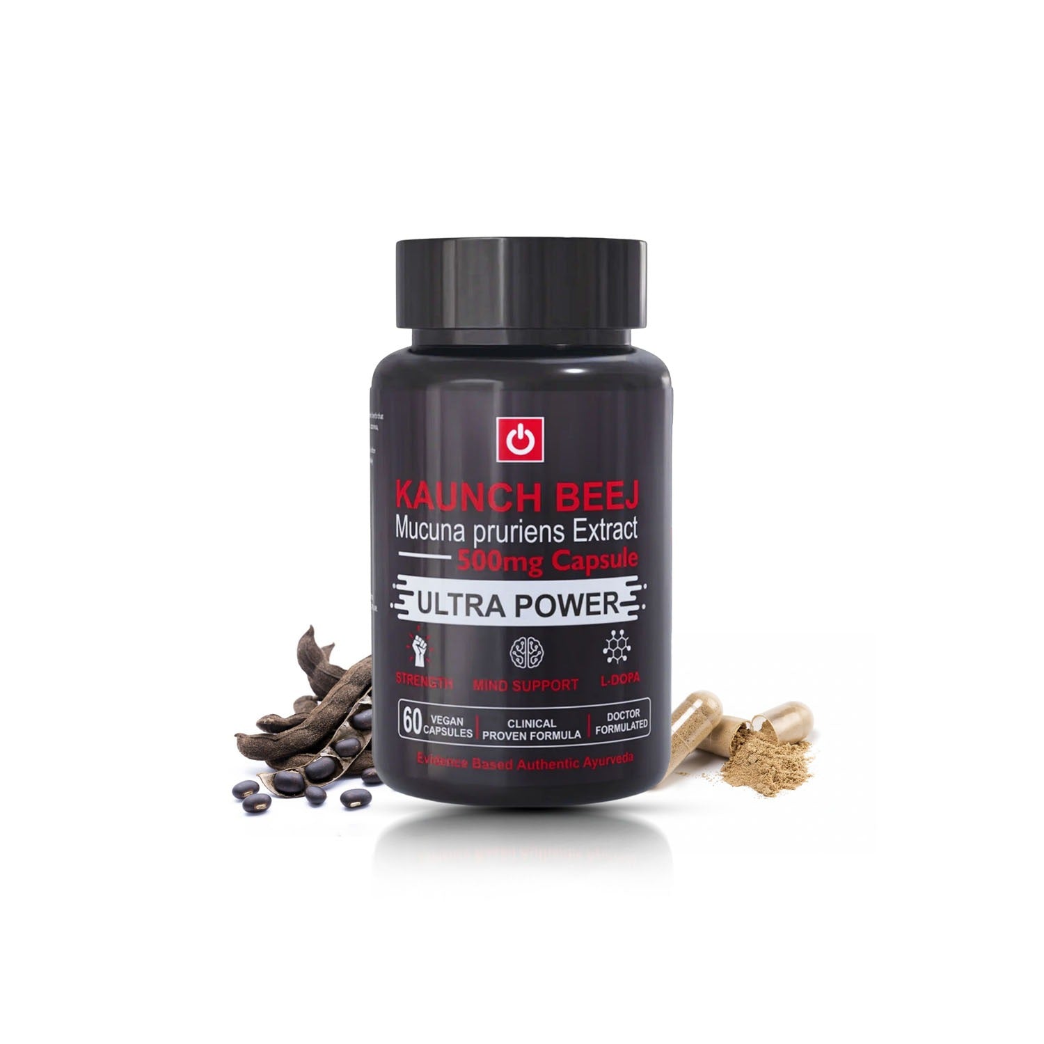 Purshveda Kaunch Beej Vegan Capsules | Strength & Vitality Support | 60 Capsules
