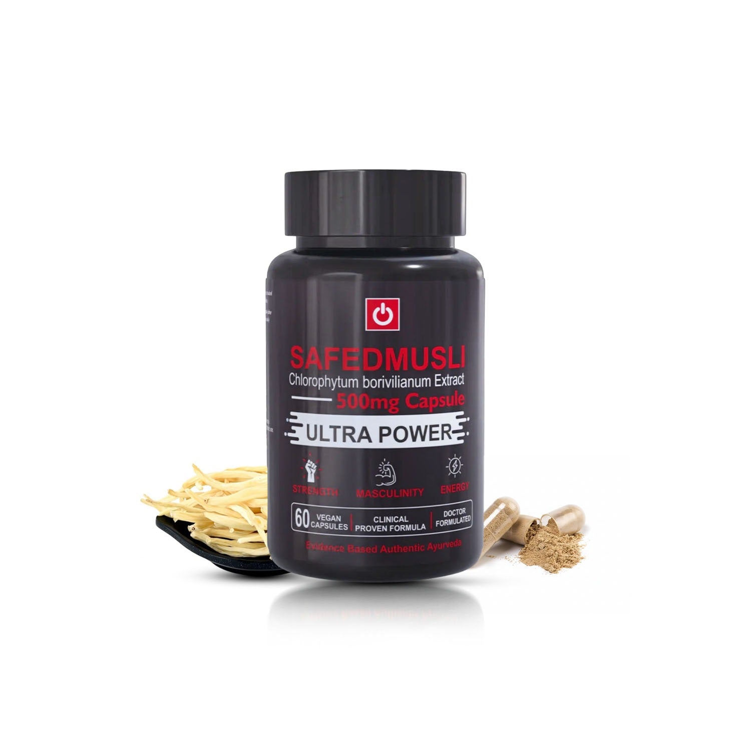 PurshVeda Safed Musli Vegan Capsules | Strength & Vitality Support | 60 Capsules