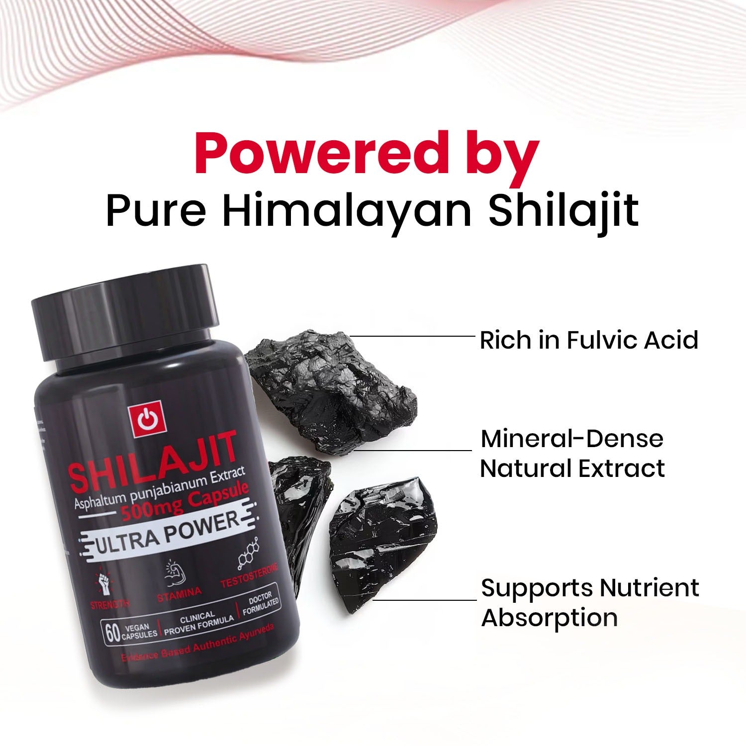 PurshVeda Shilajit Vegan Capsules | Energy & Vitality Support | 60 Capsules