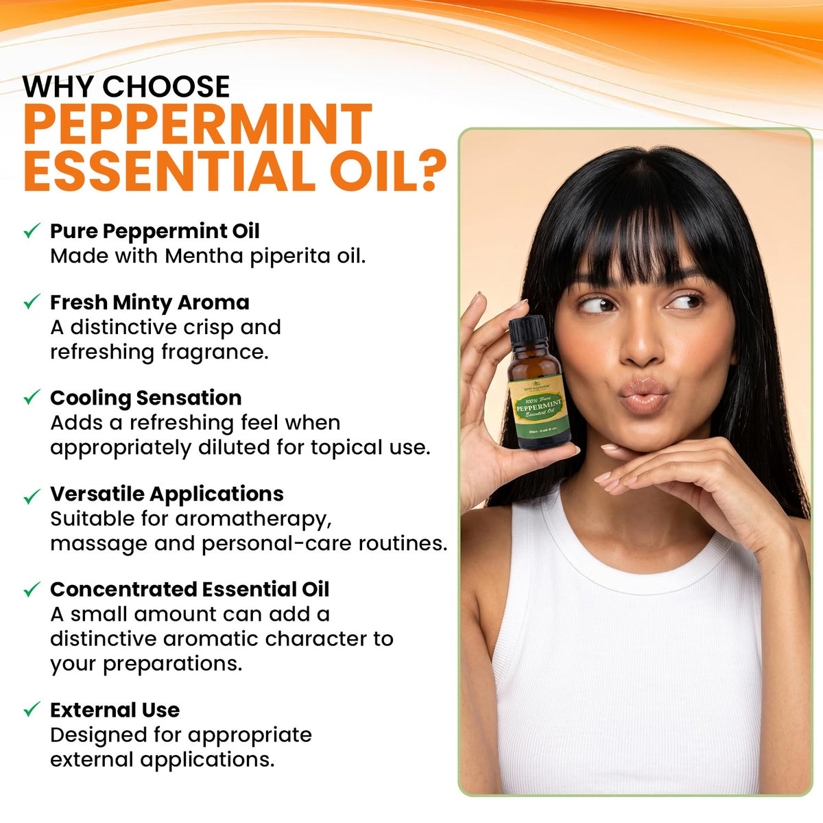 Peppermint Pure Essential Oil - Soothes Headache, Relieves Muscle Pain & Freshens Breath
