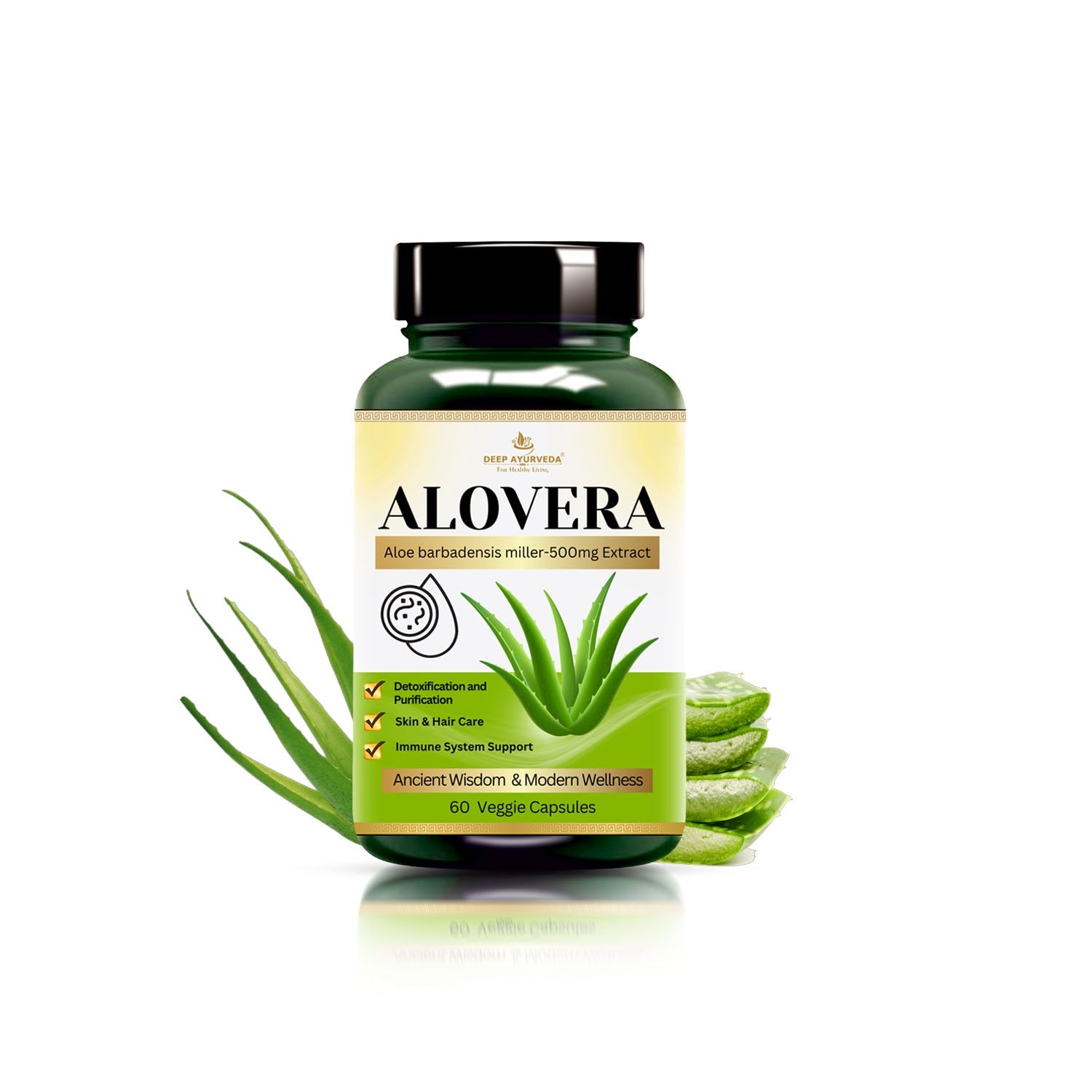 Aloe Vera Vegan Capsules - Supports Skin Health, Digestion & Detoxification