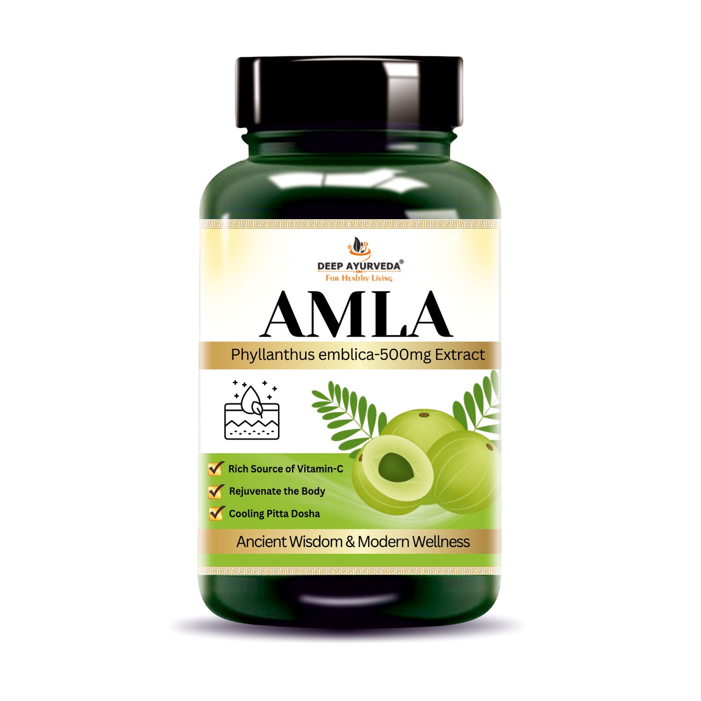 Amla (Emblica officinalis) Vegan Capsule made with 10:1 extract |  Rich vitamin C & Supports Immune Function - Deep Ayurveda India