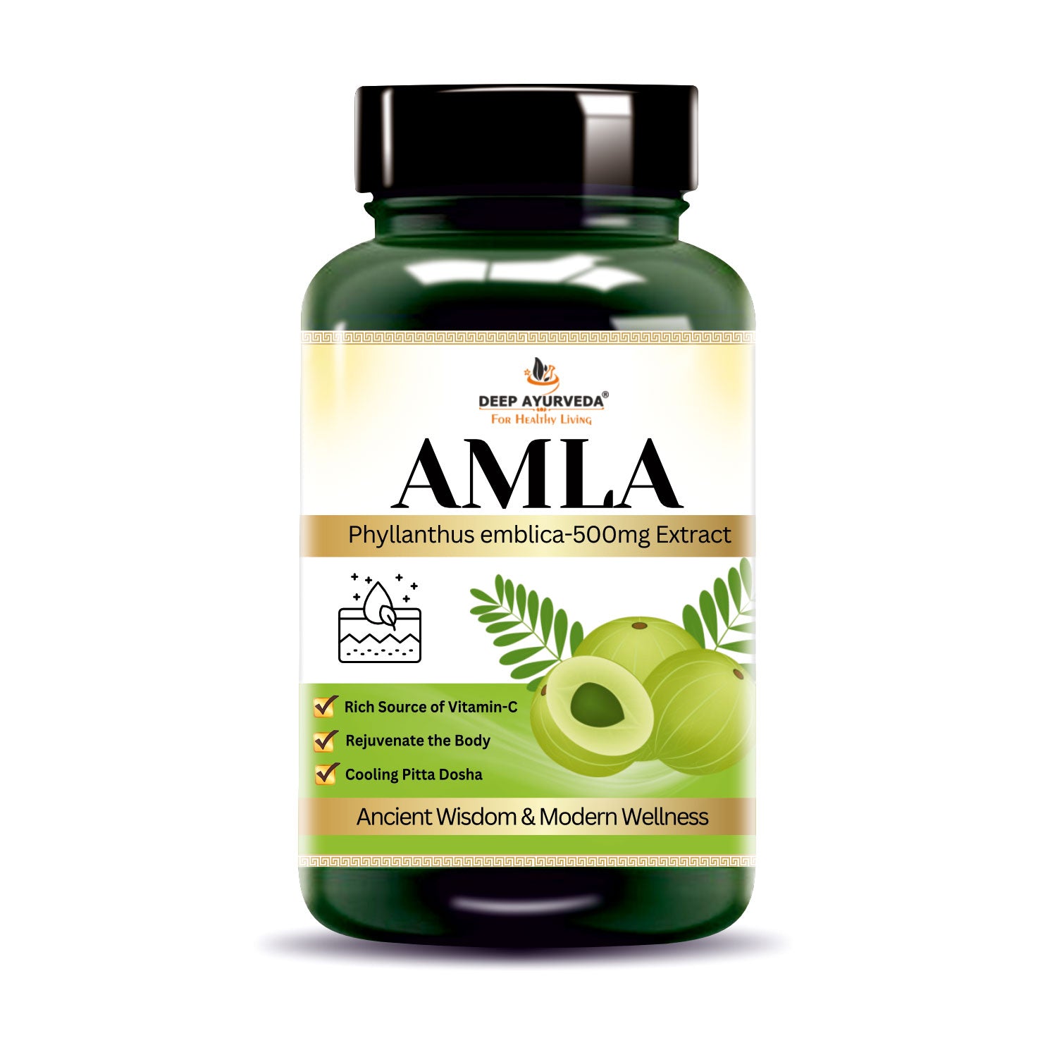 Amla (Emblica officinalis) Vegan Capsule made with 10:1 extract |  Rich vitamin C & Supports Immune Function - Deep Ayurveda India