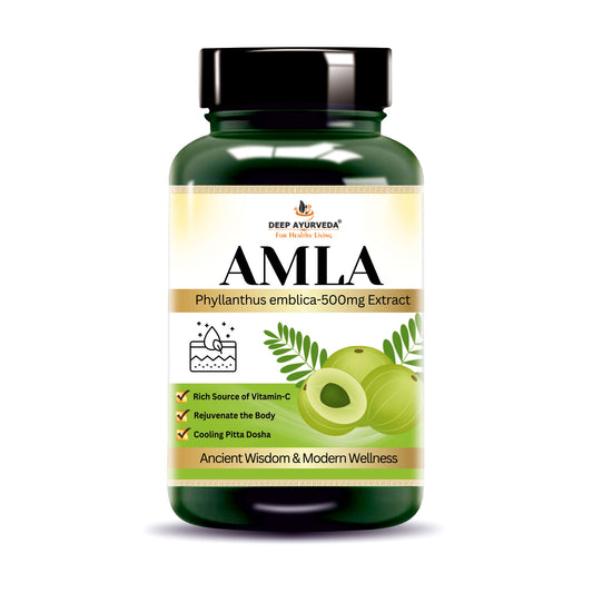 Amla (Emblica officinalis) Vegan Capsule made with 10:1 extract |  Rich vitamin C & Supports Immune Function - Deep Ayurveda India