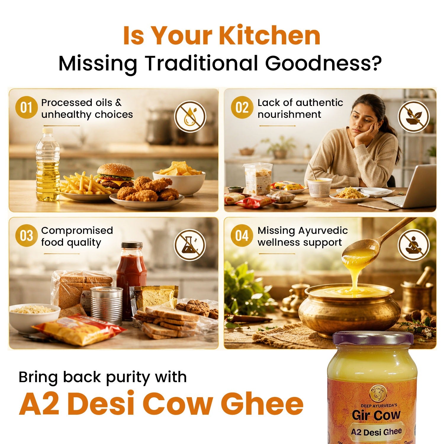 Pure A2 Desi Cow Ghee (Gir Cow) – Traditional Bilona Method